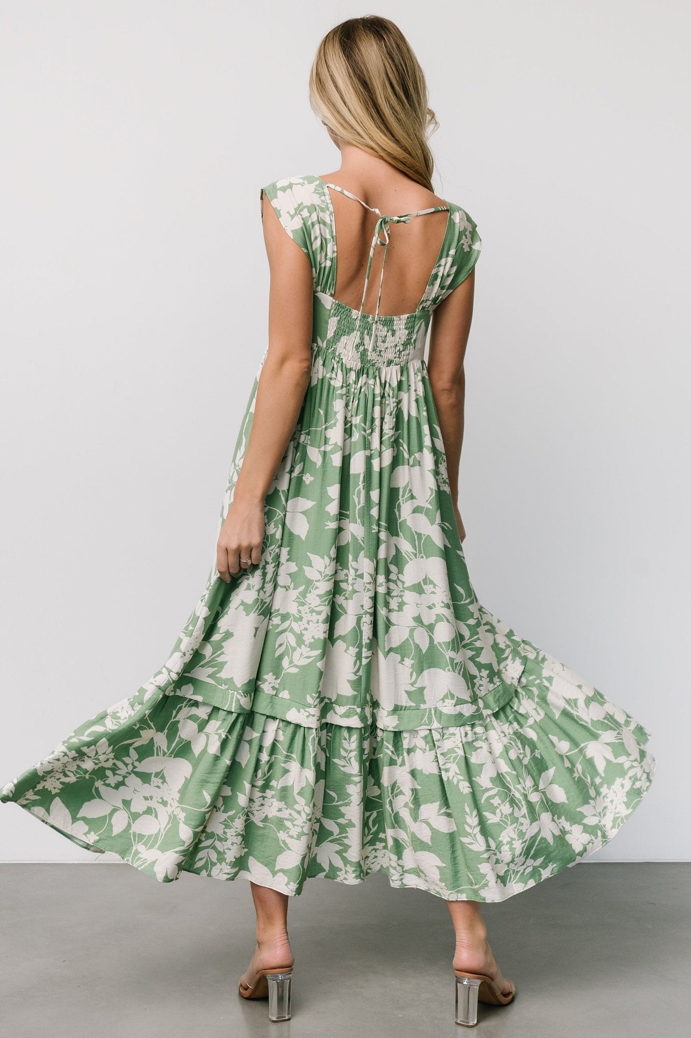 Baltic Born Green Floral Maxi Dress with Pockets & Empire Waist