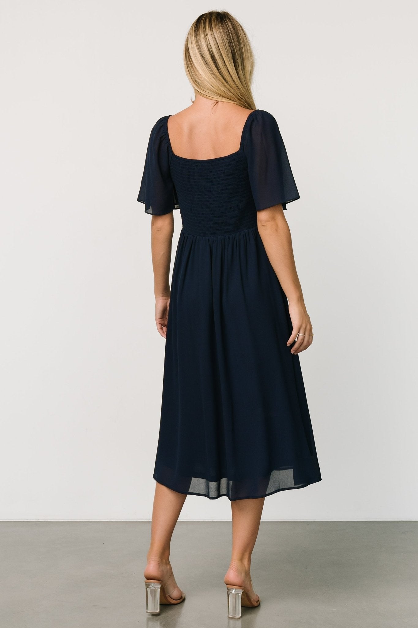 Baltic Born Colette Navy Sweetheart Chiffon Midi Dress