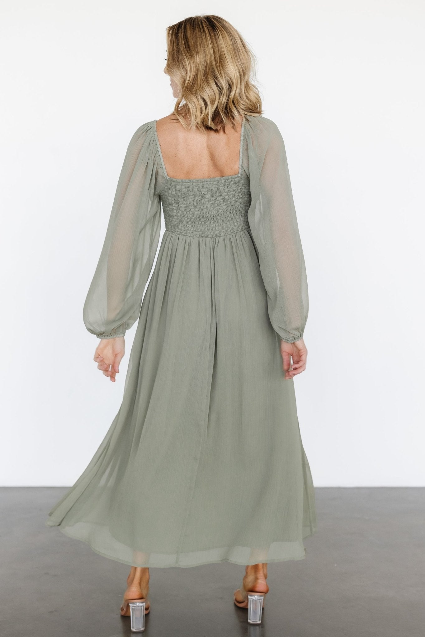 Dione Sweetheart Neckline Midi Dress in Dusty Olive