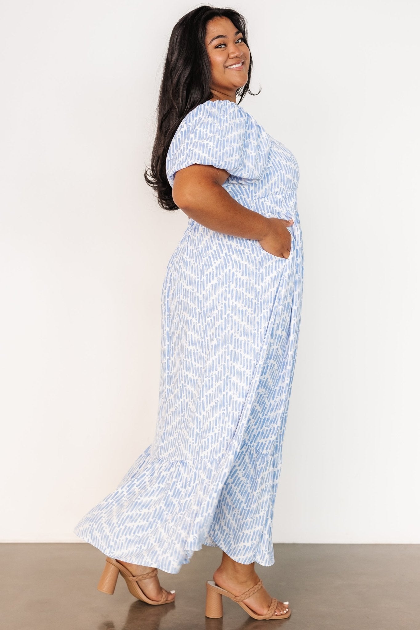Baltic Born Durban Maxi Dress in Dusty Blue Floral Print