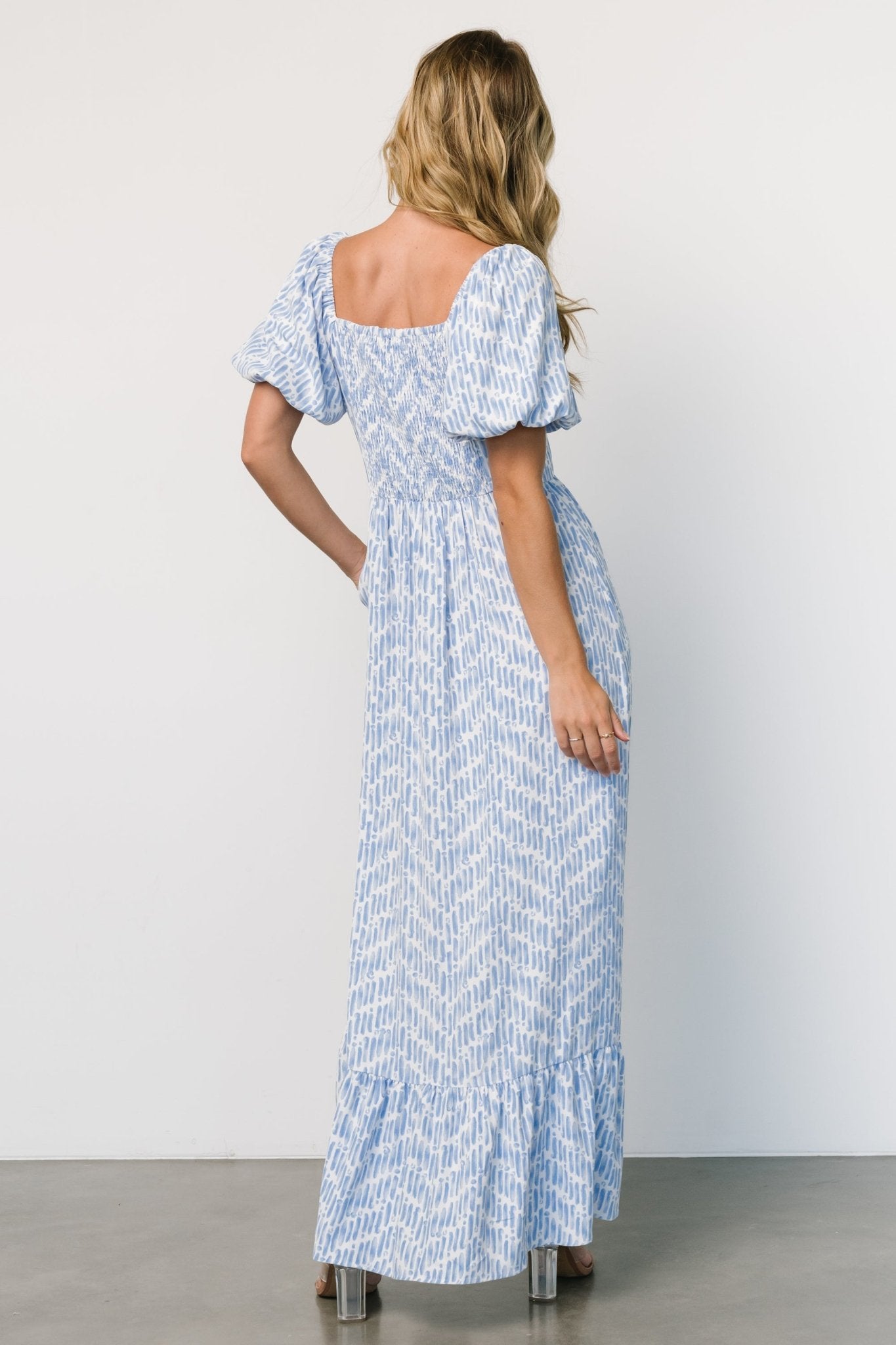 Baltic Born Durban Maxi Dress in Dusty Blue Floral Print