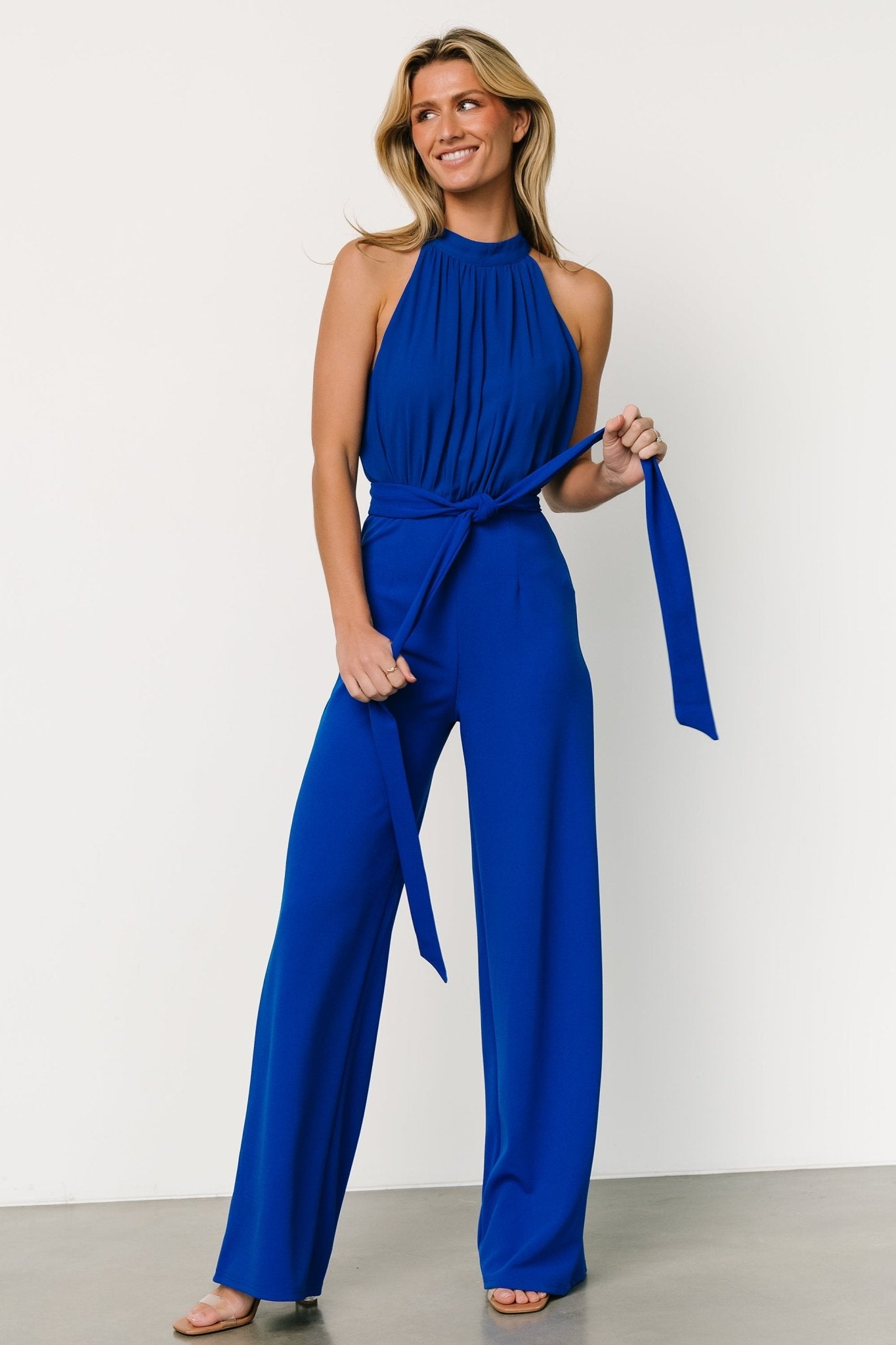 Baltic Born Erin Halterneck Jumpsuit in Cobalt Blue