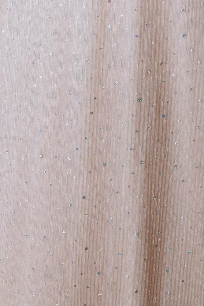 Abigail Sparkle Fabric Swatch - Champagne Sequin Dot Sample