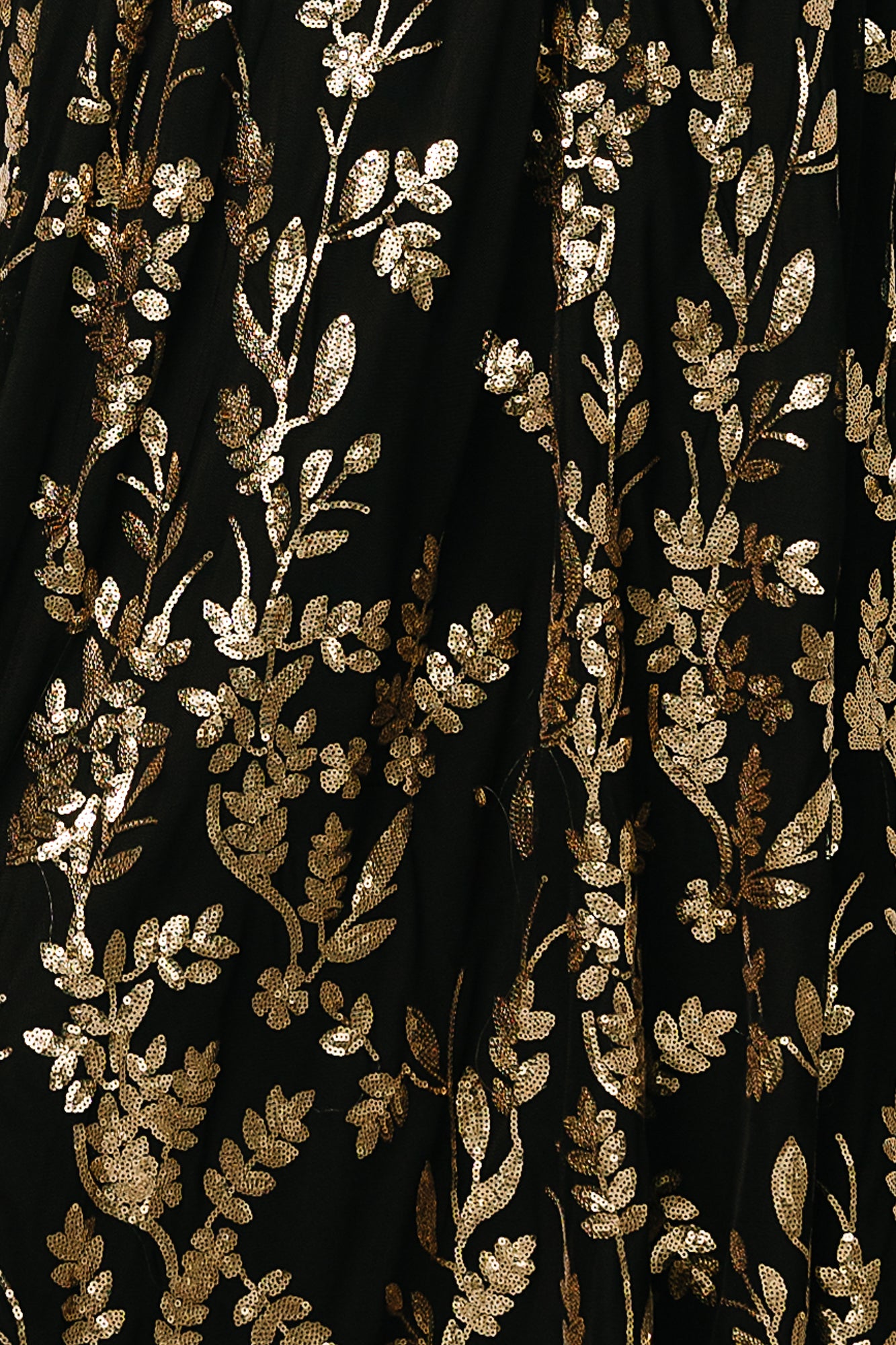 Destiny Sequin Fabric Swatch - Black & Gold Sample