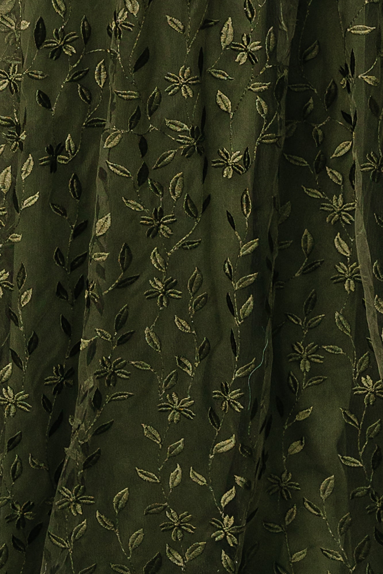 Fabric Swatch Sample - Marseille Embossed Organza in Olive