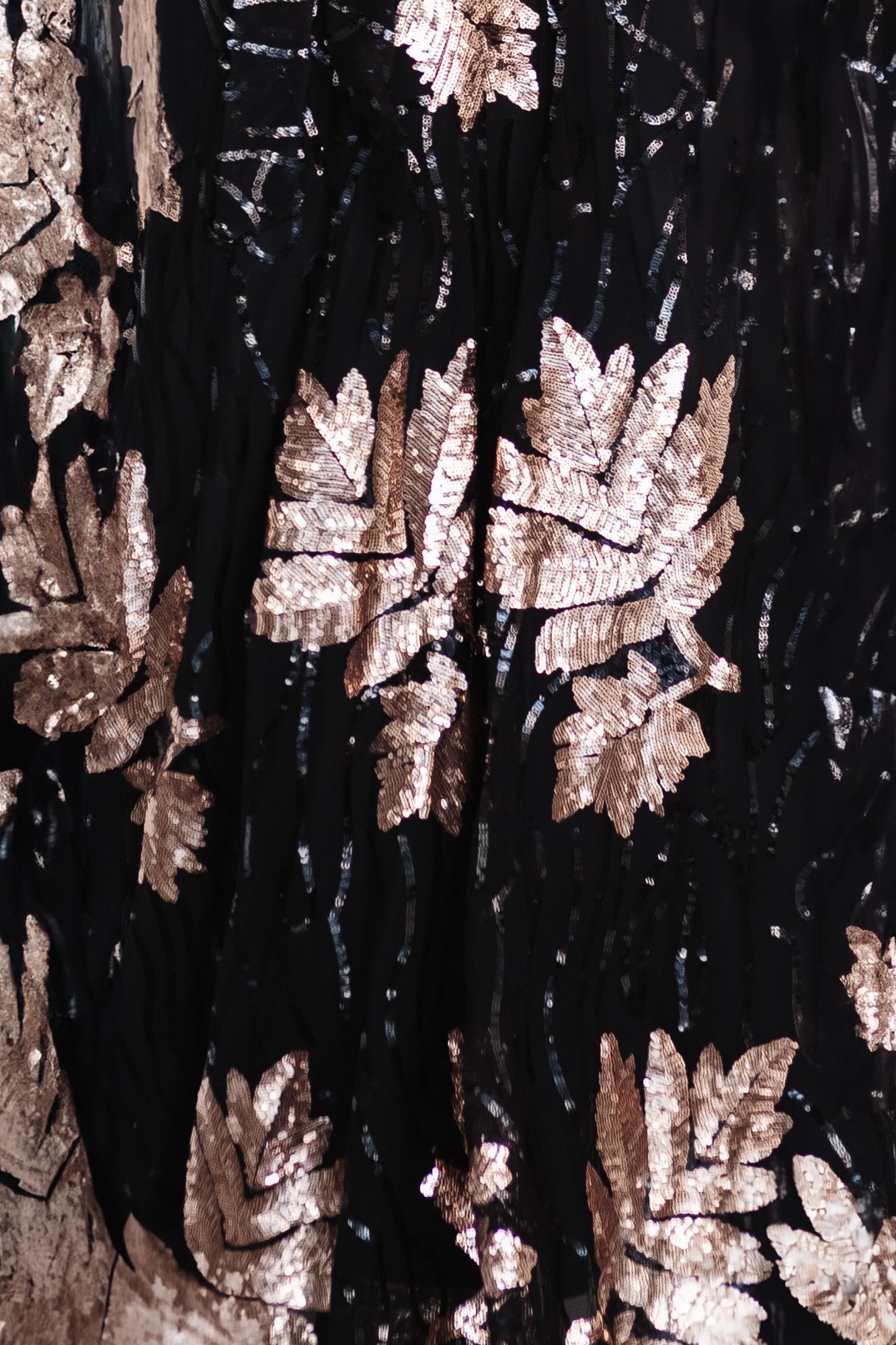 Muse Sequin Fabric Swatch - Black & Rose Sample