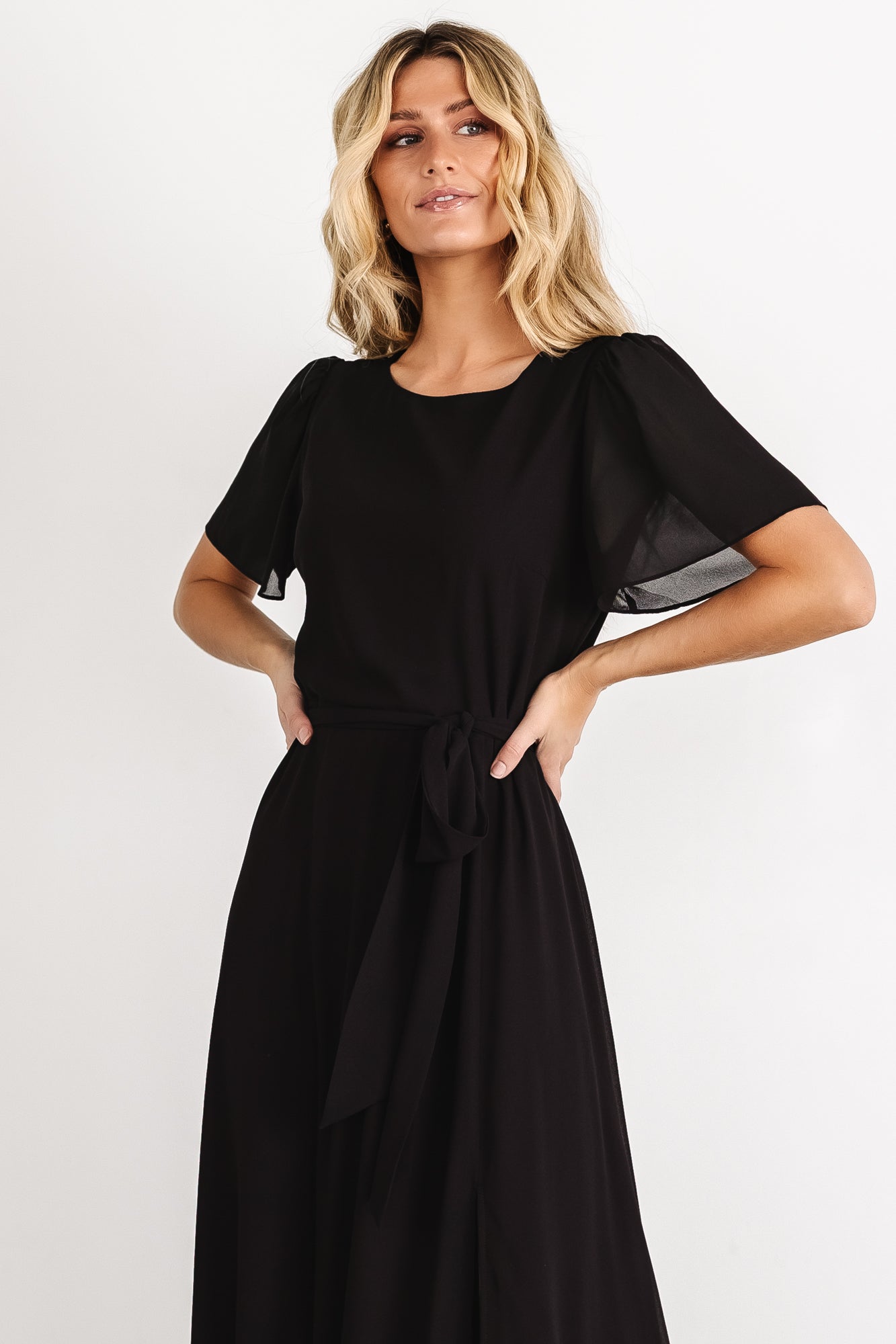 Naomi Chiffon Fabric Swatch - Black Lightweight Material