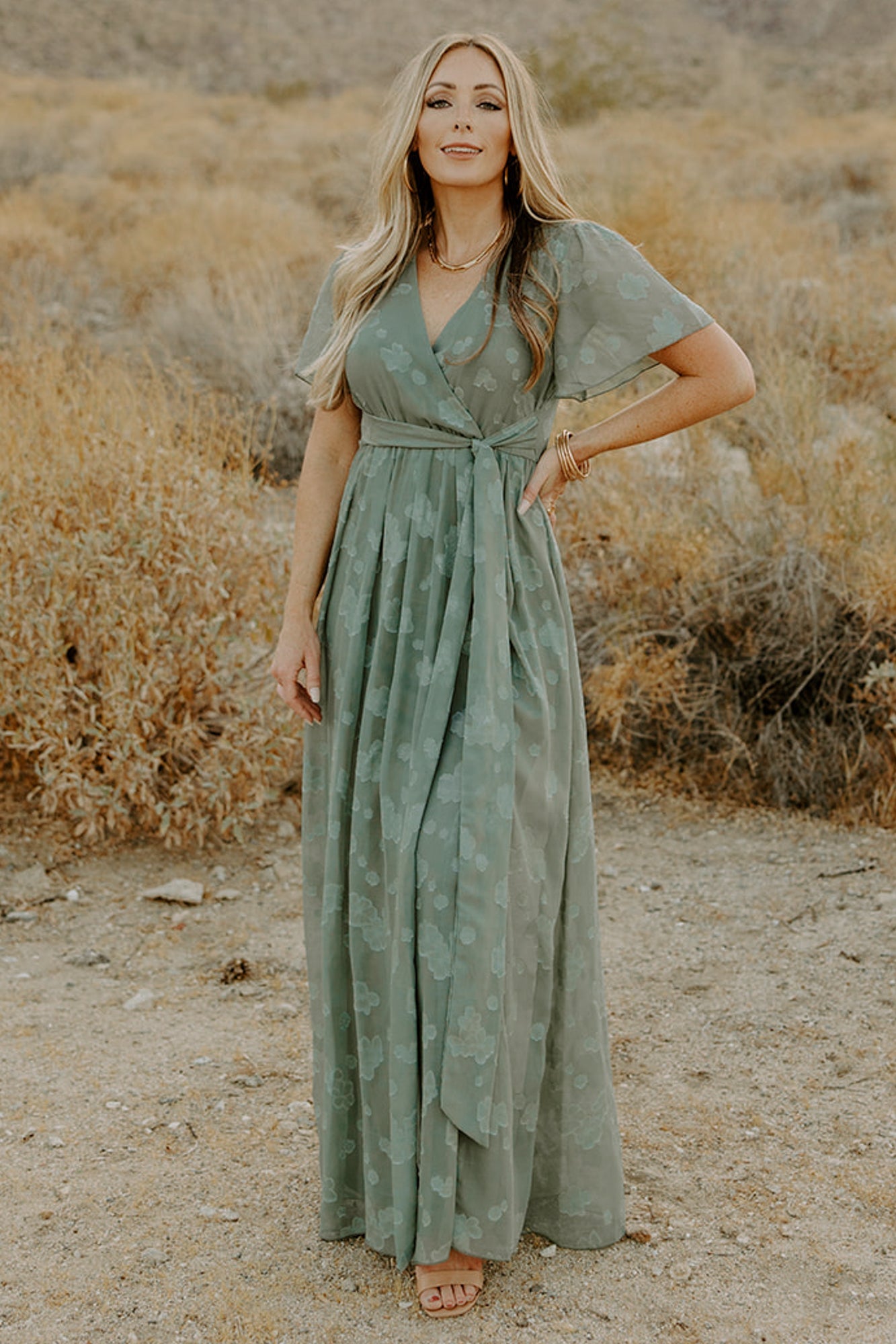 Baltic Born Faye Maxi Dress in Eucalyptus Green – Burnout Chiffon