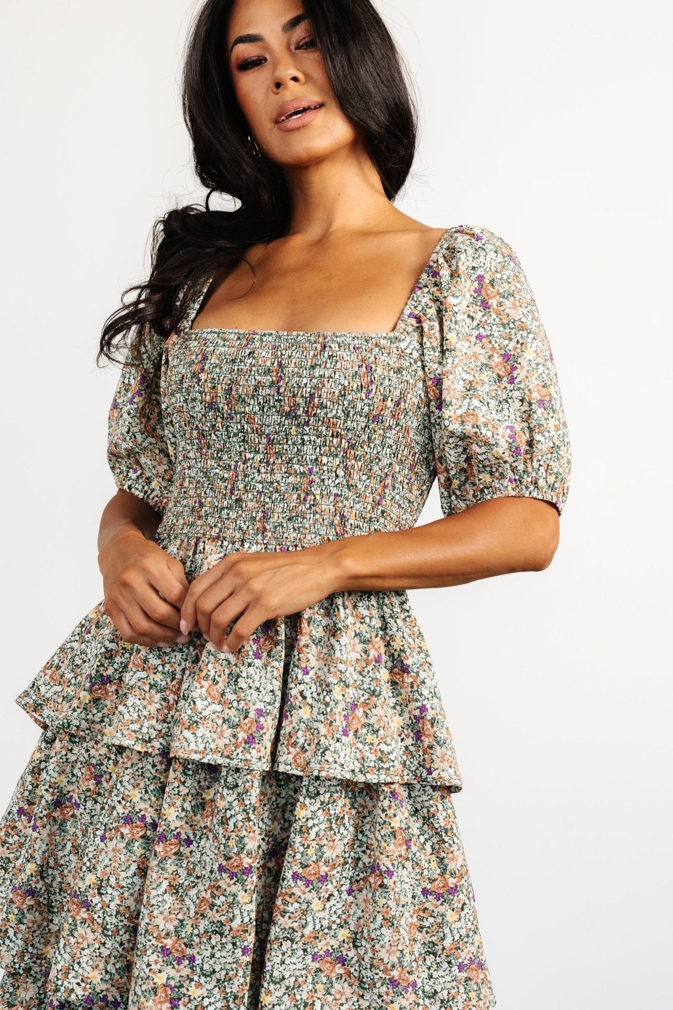 Floral Tiered Maxi Dress with Puff Sleeves – Baltic Born