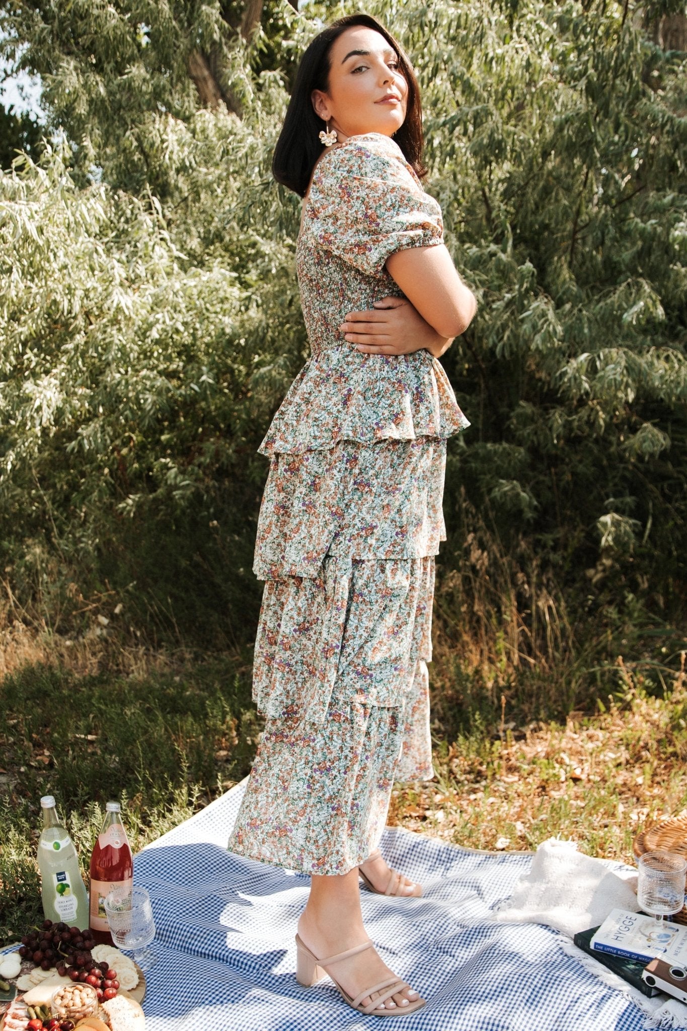 Floral Tiered Maxi Dress with Puff Sleeves – Baltic Born