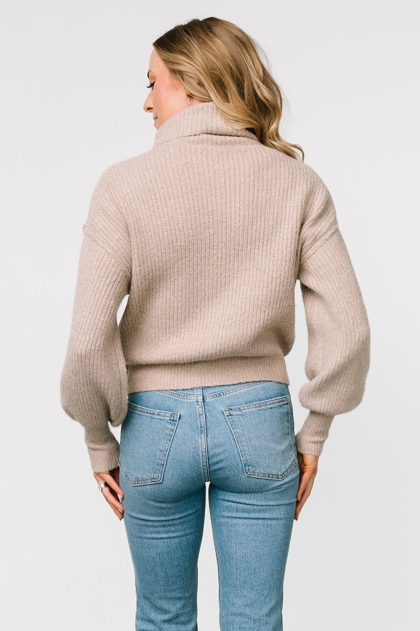 Frannie Cozy Turtleneck Sweater in Taupe | Knit Pullover for Women
