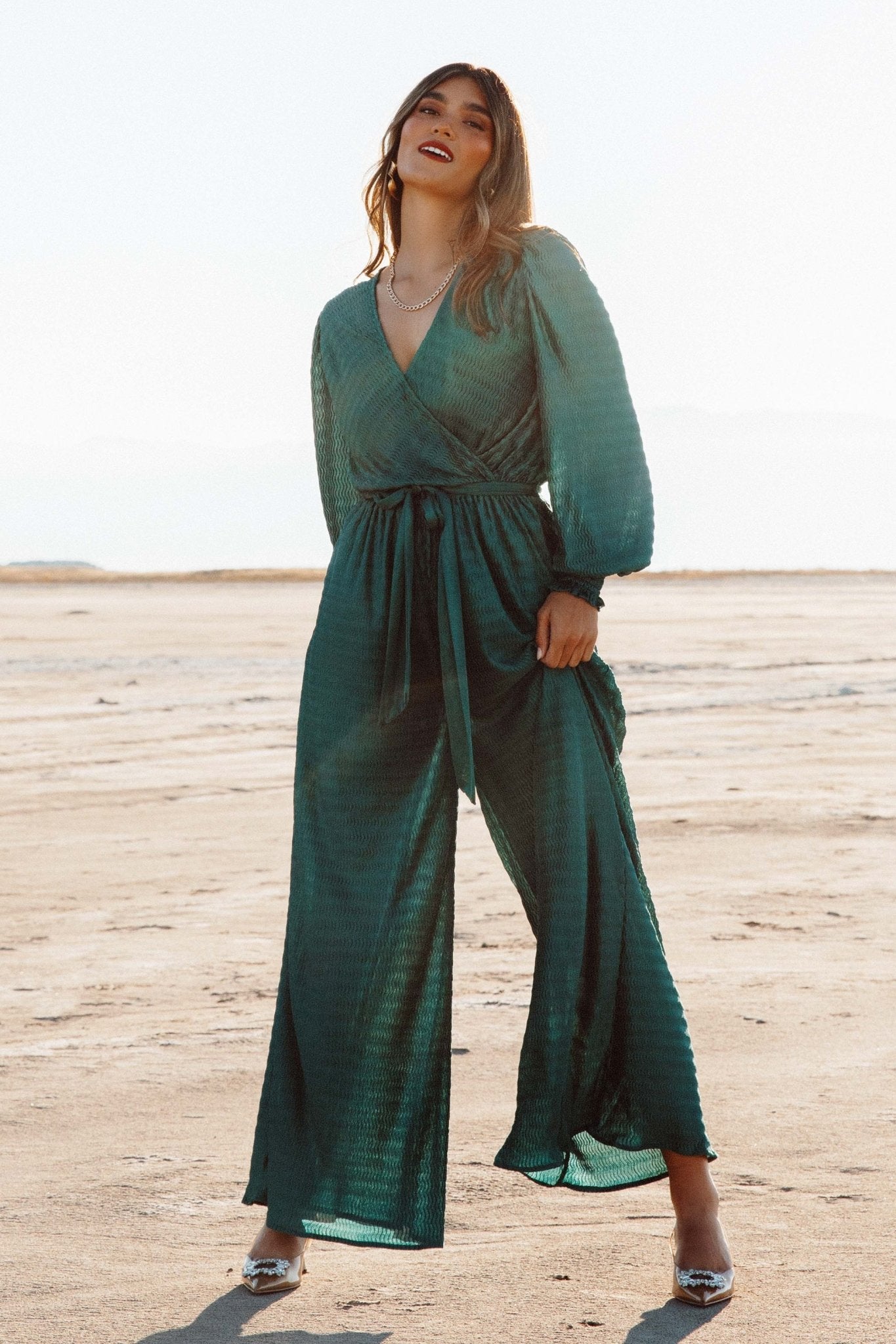 Gabriel Jade Pleated Jumpsuit with Side Pockets | Baltic Born
