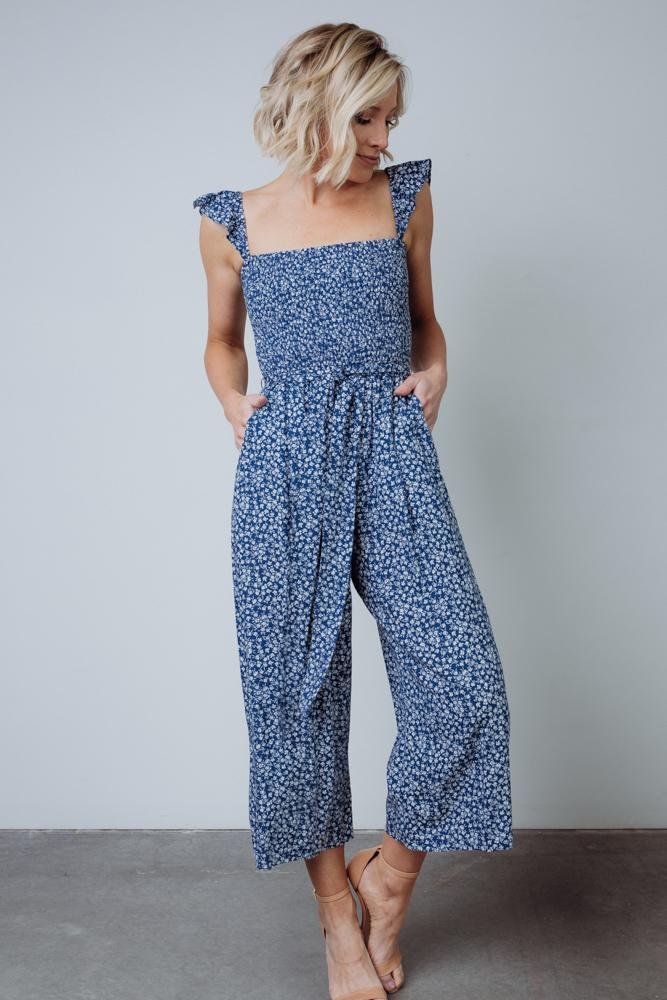 Baltic Born Hadley Navy Smocked Jumpsuit with Pockets