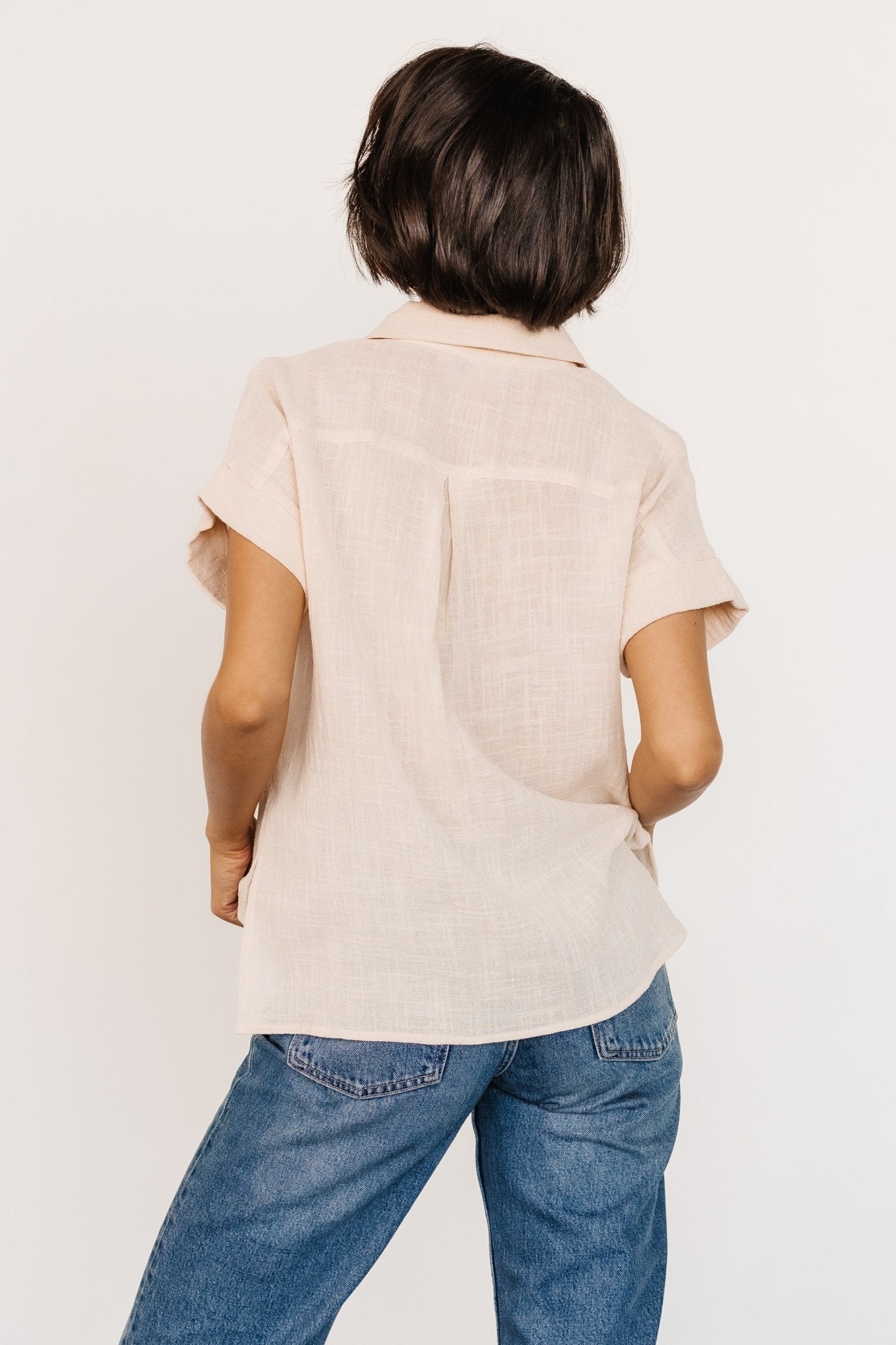 Baltic Born Natural Cotton Short Sleeve Button-Up Top