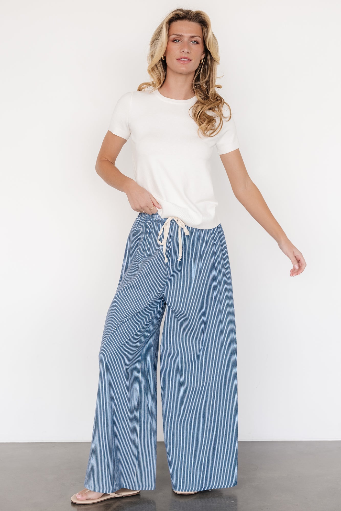 Baltic Born Off White Knit Top with Ribbed Details