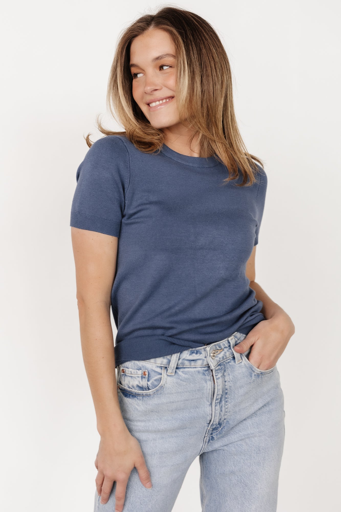 Slate Blue Knit Top by Baltic Born | Lightweight Viscose