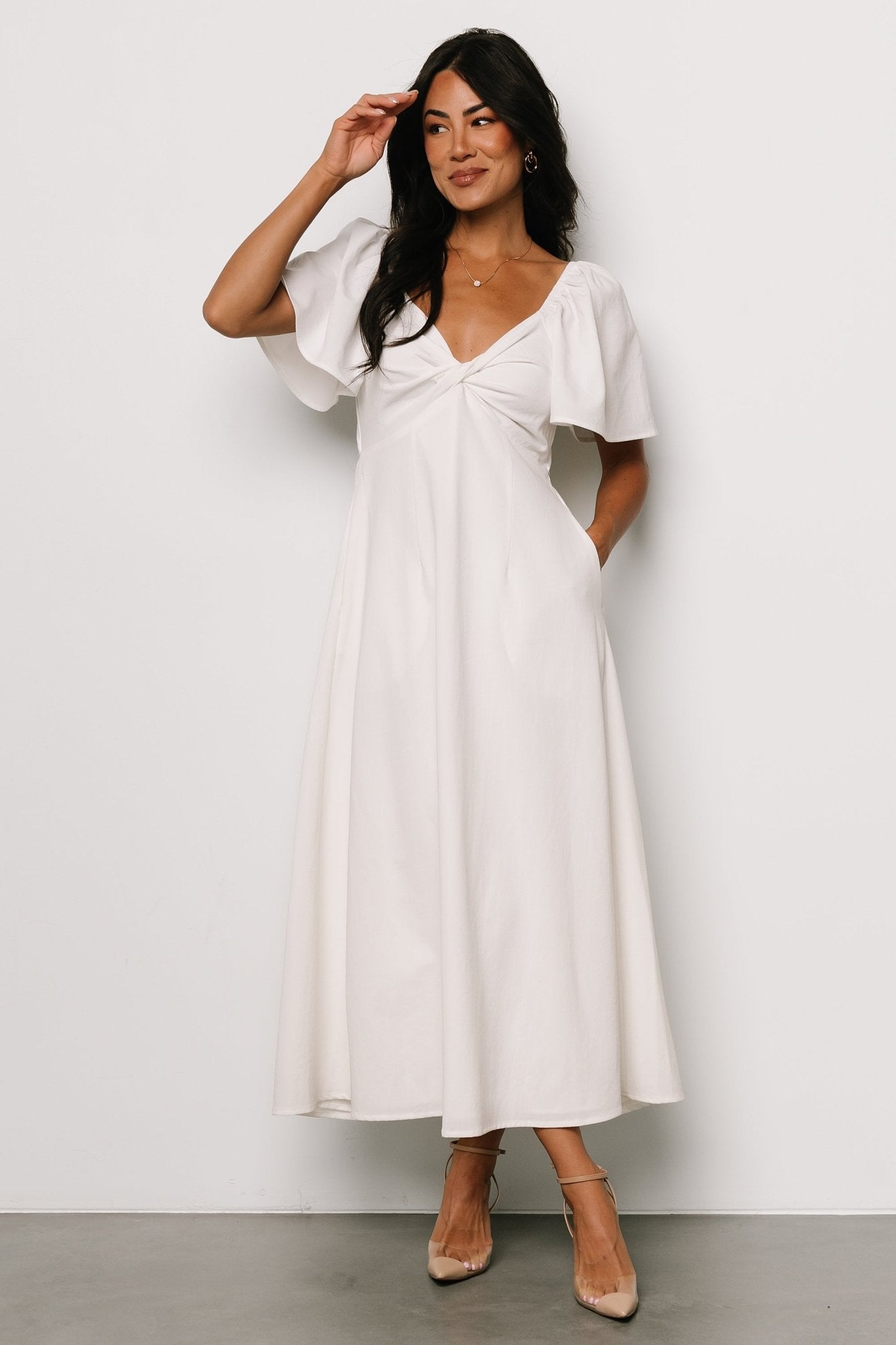 Baltic Born Cream Back Tie Dress with Sweetheart Neckline
