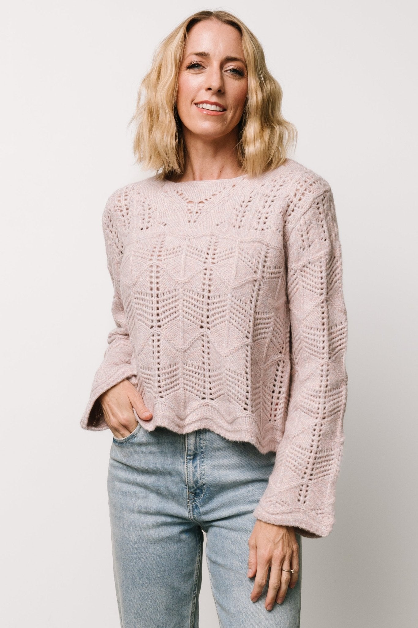 Lilac Chunky Knit Sweater with Scalloped Hem | Jeanine