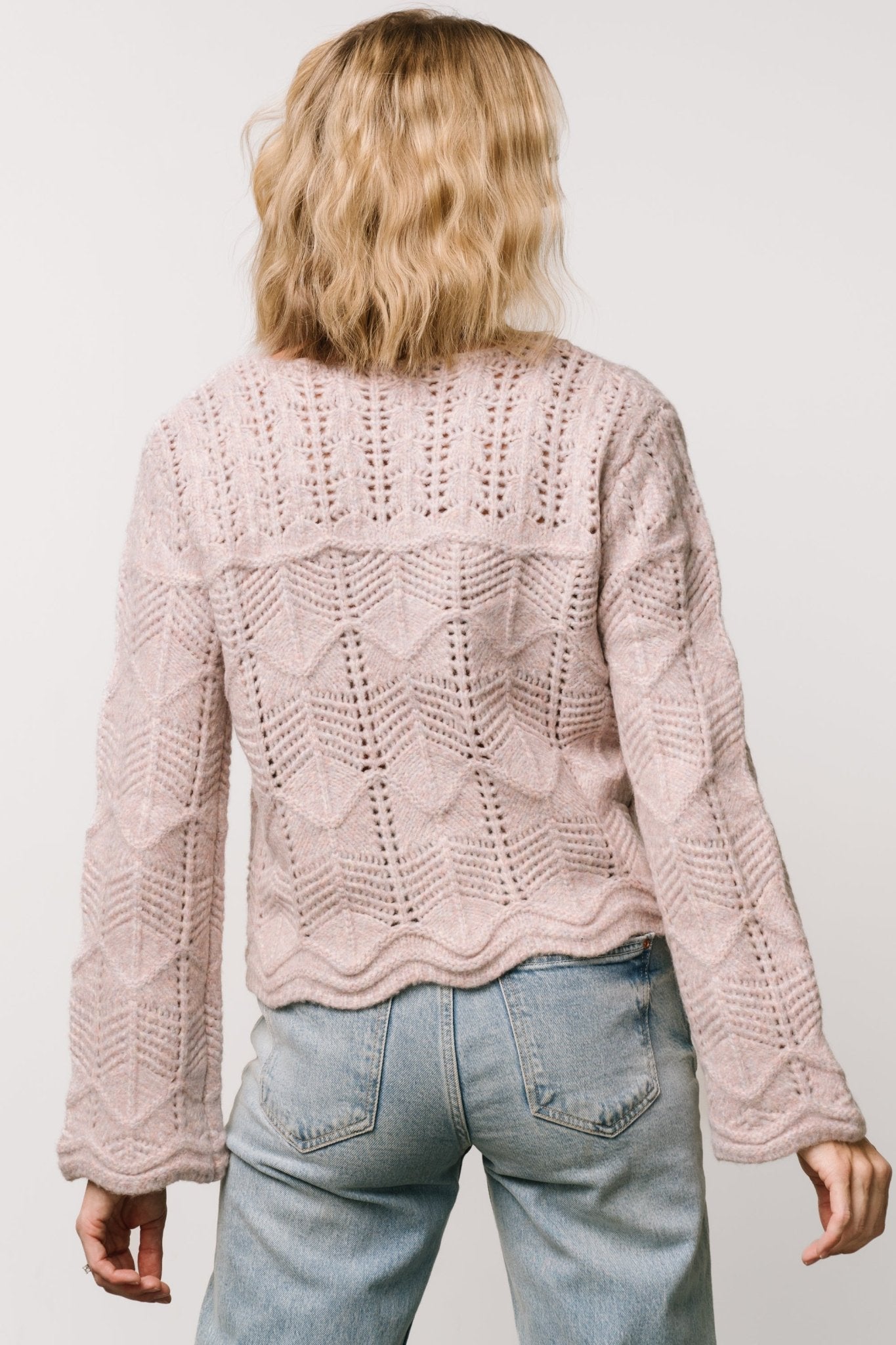 Lilac Chunky Knit Sweater with Scalloped Hem | Jeanine