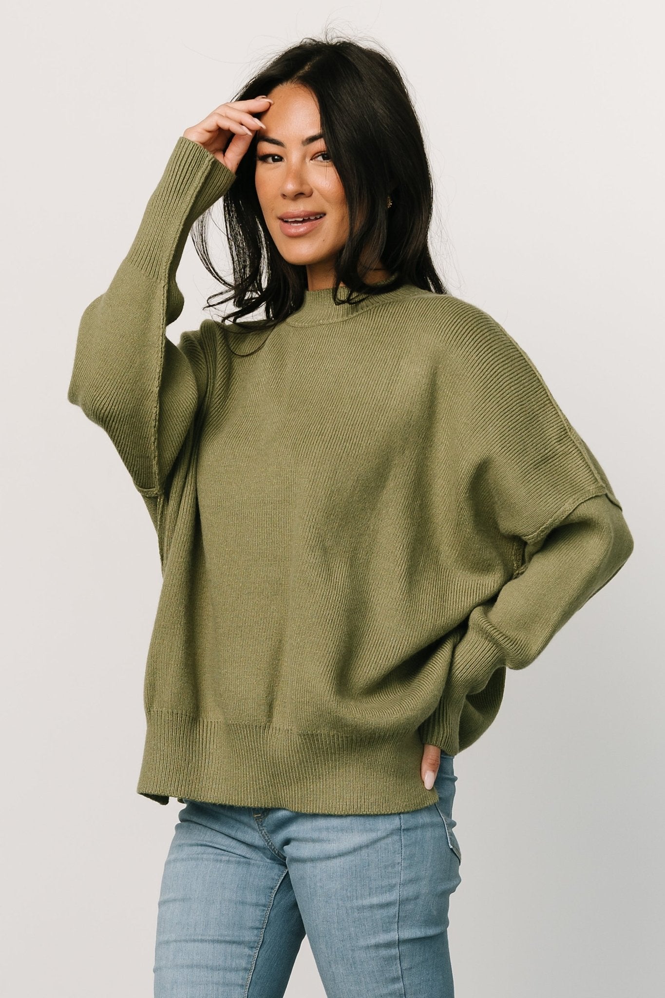 Olive Green Knit Sweater for Women | Baltic Born Cozy Pullover