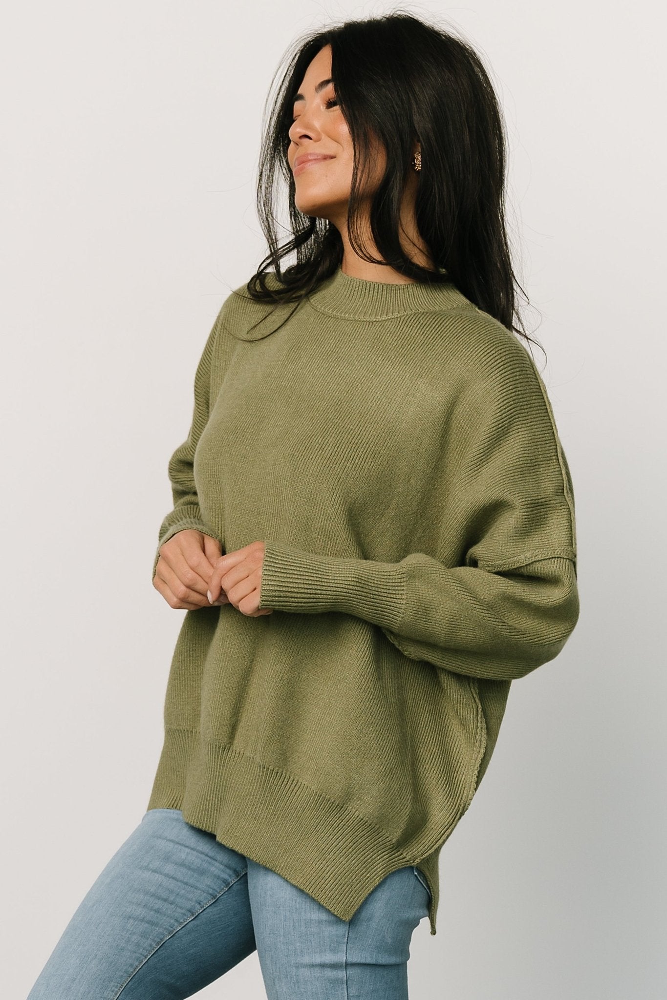 Olive Green Knit Sweater for Women | Baltic Born Cozy Pullover