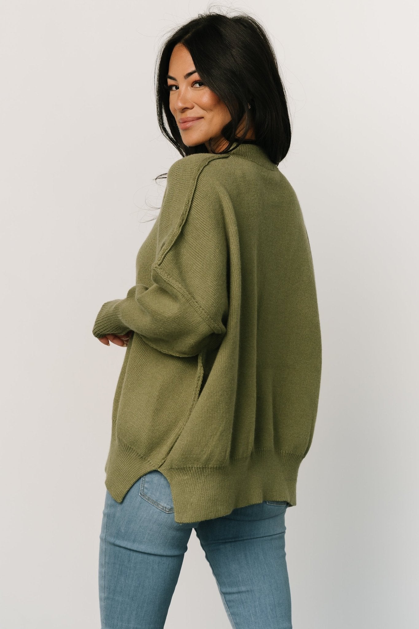 Olive Green Knit Sweater for Women | Baltic Born Cozy Pullover