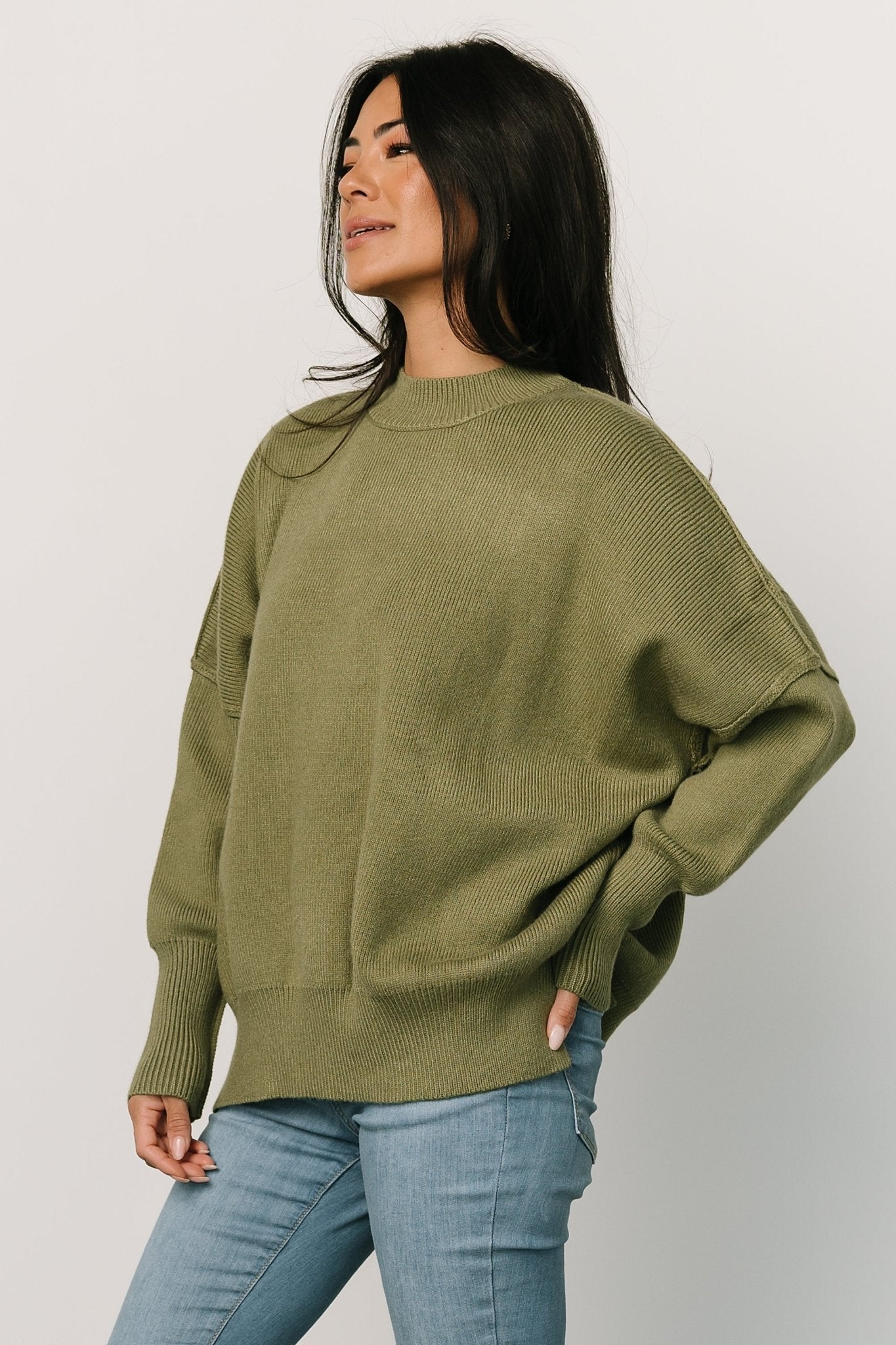 Olive Green Knit Sweater for Women | Baltic Born Cozy Pullover