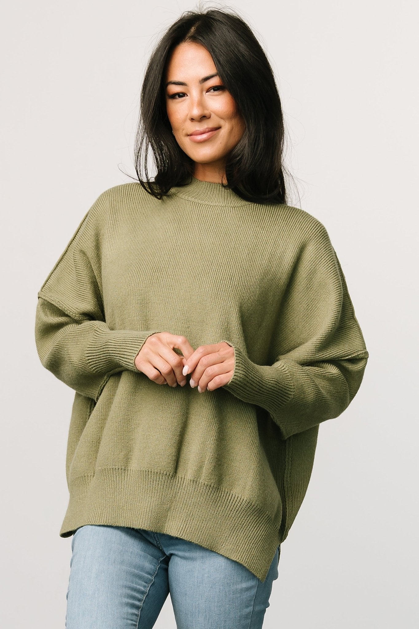 Olive Green Knit Sweater for Women | Baltic Born Cozy Pullover