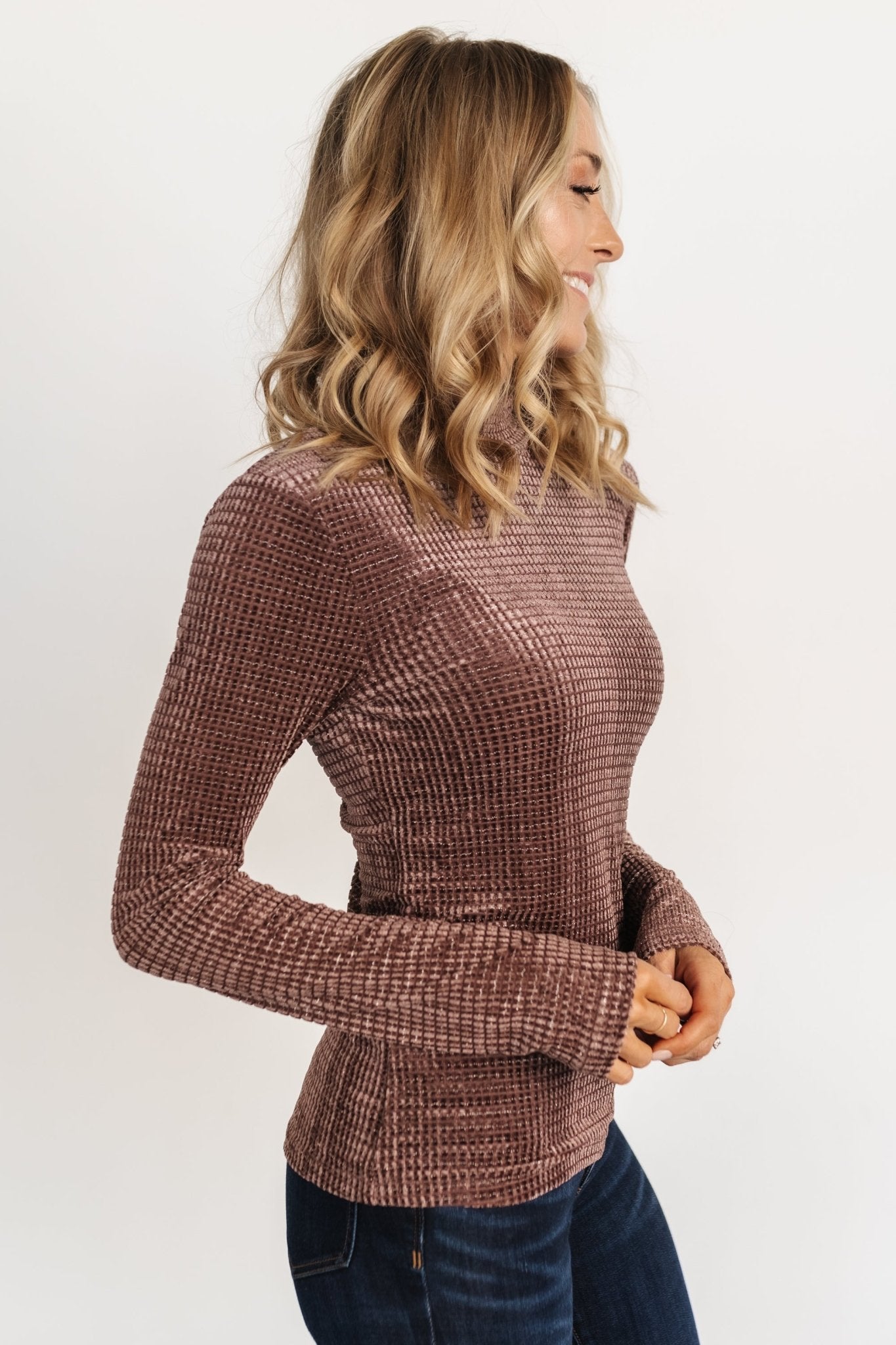Baltic Born Joss Velvet Top - Dusty Clove Long Sleeve Blouse