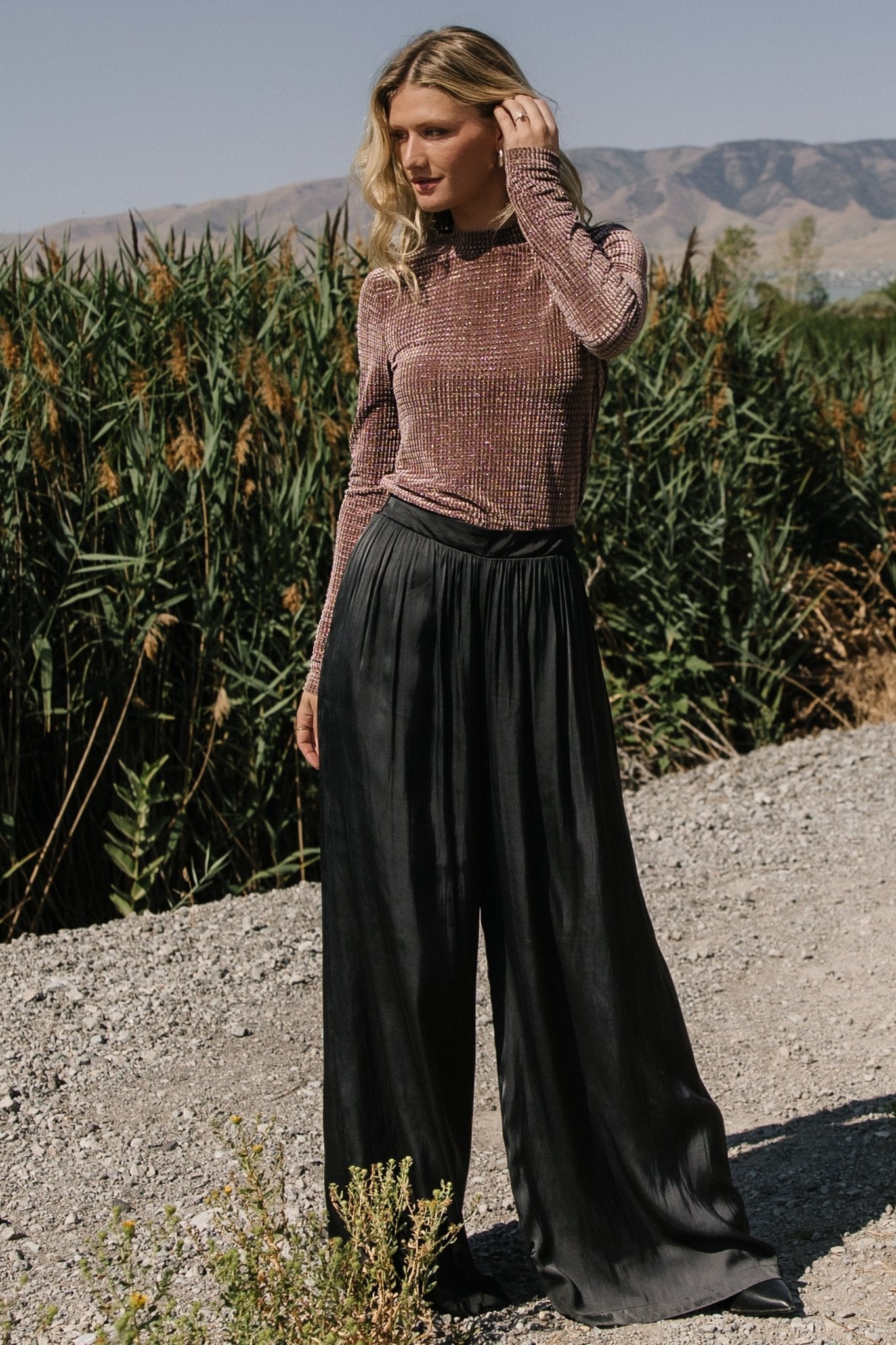 Baltic Born Joss Velvet Top - Dusty Clove Long Sleeve Blouse