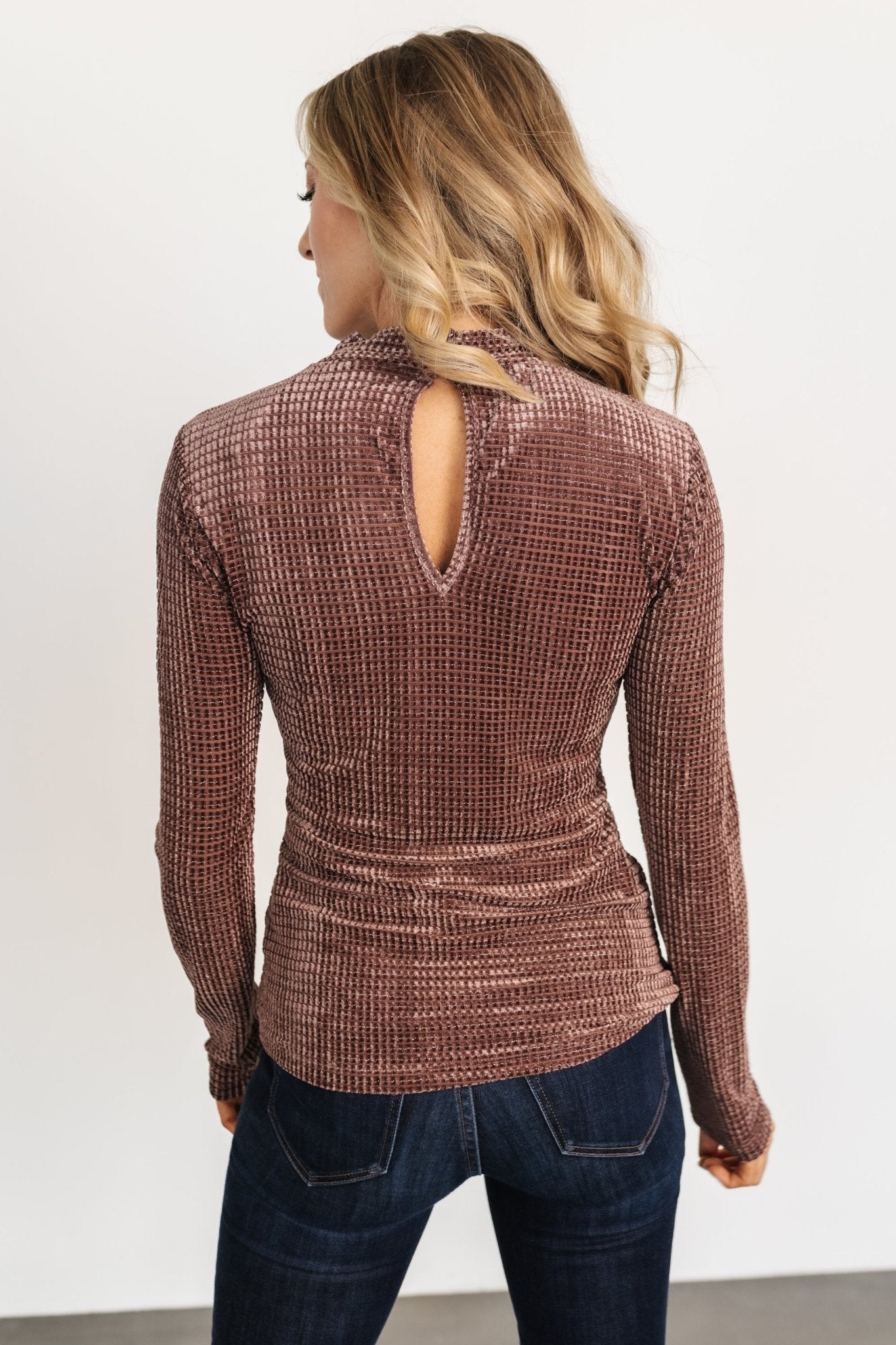 Baltic Born Joss Velvet Top - Dusty Clove Long Sleeve Blouse