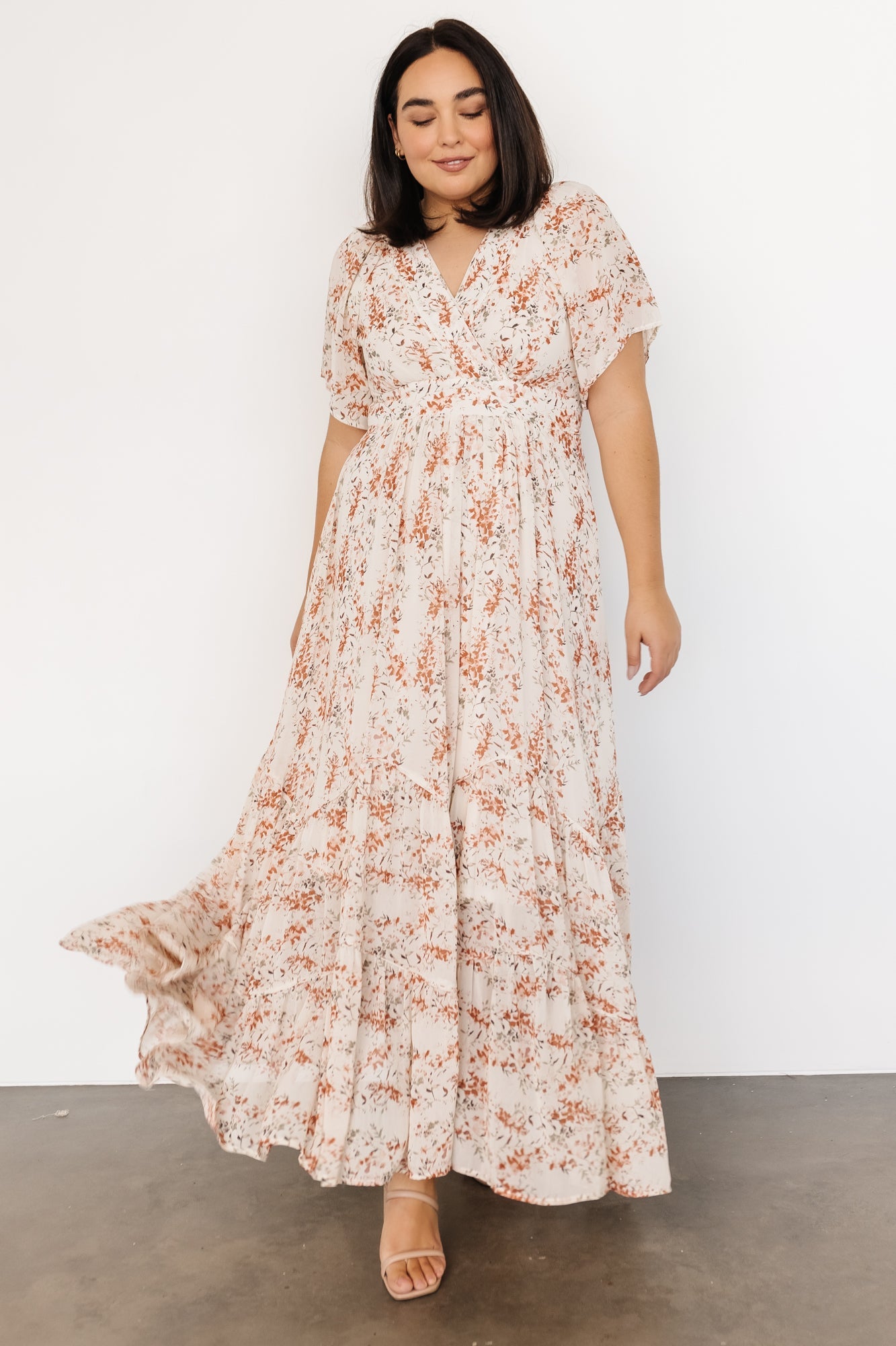 Baltic Born Katherine Floral Chiffon Maxi Dress with Surplice Neckline