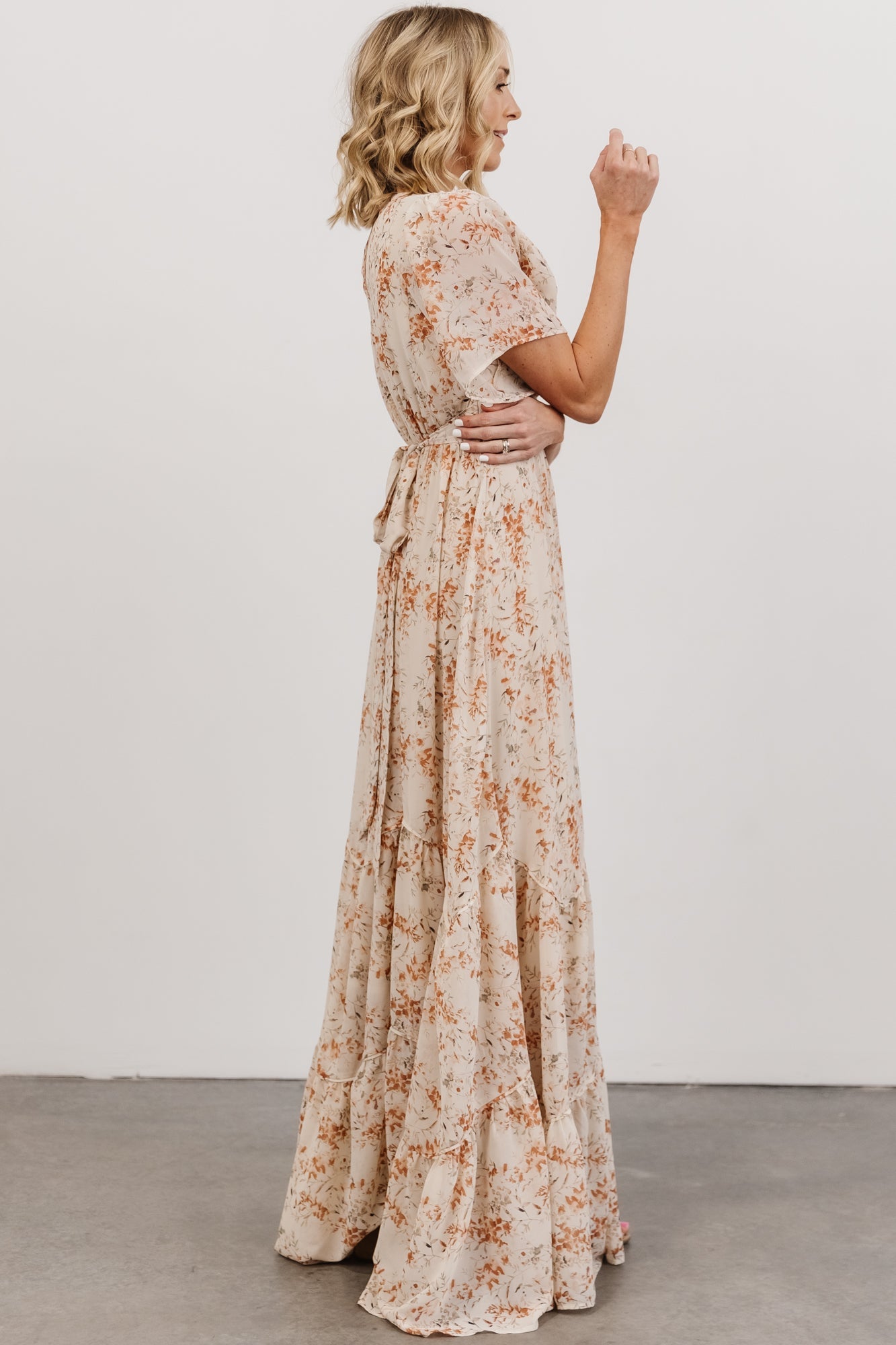 Baltic Born Katherine Floral Chiffon Maxi Dress with Surplice Neckline
