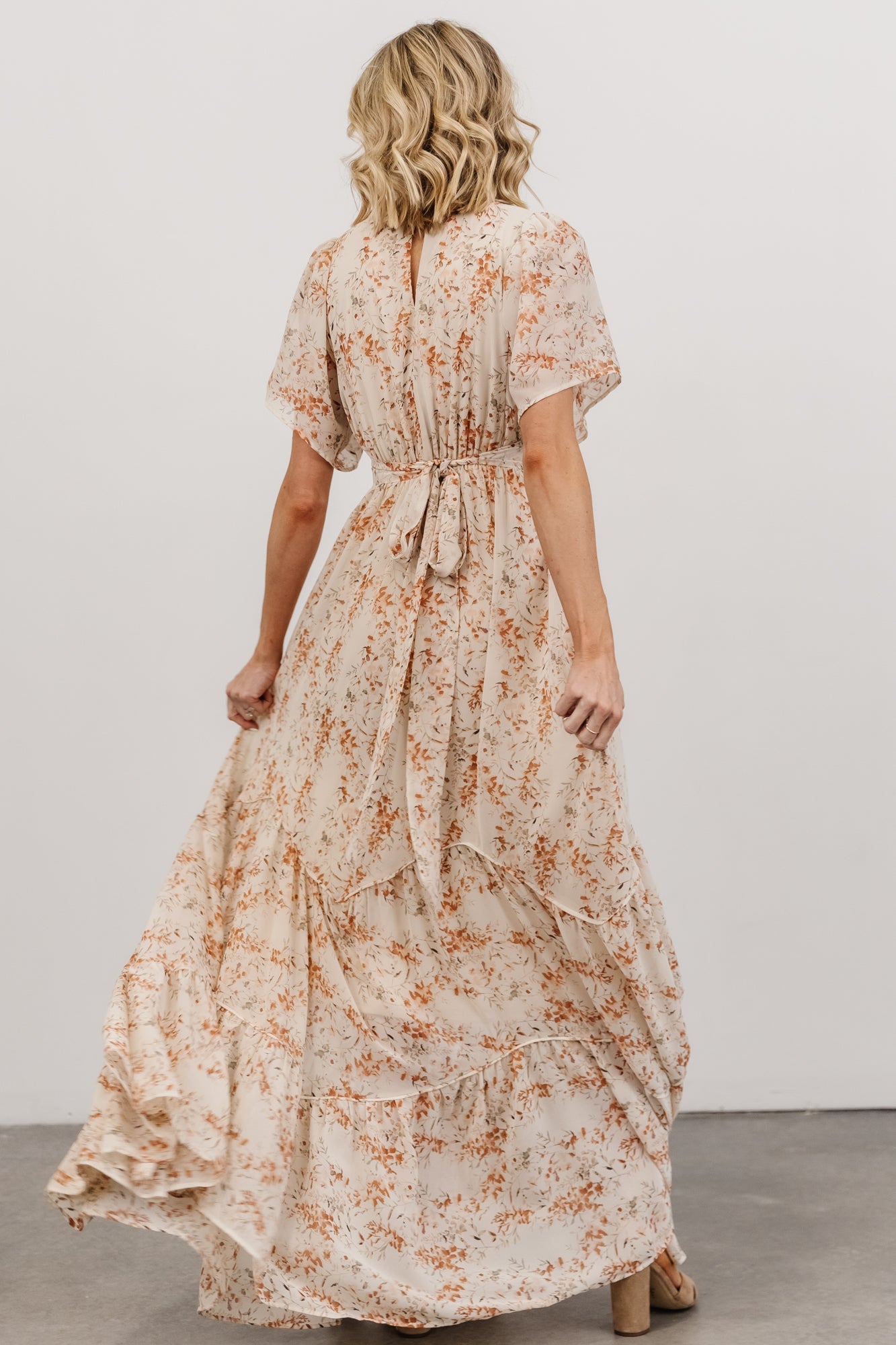 Baltic Born Katherine Floral Chiffon Maxi Dress with Surplice Neckline