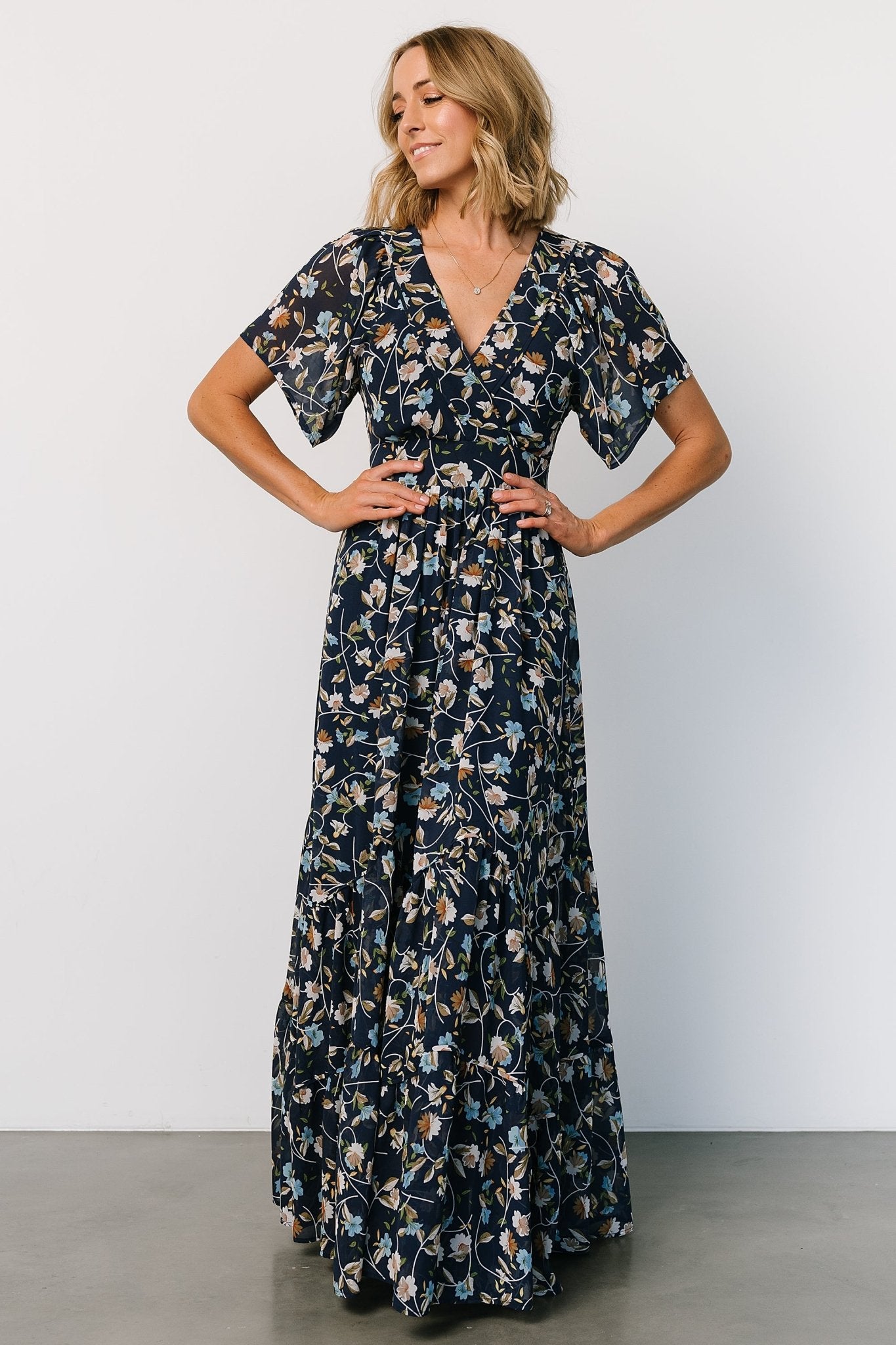 Baltic Born Katherine Floral Maxi Dress in Dark Blue