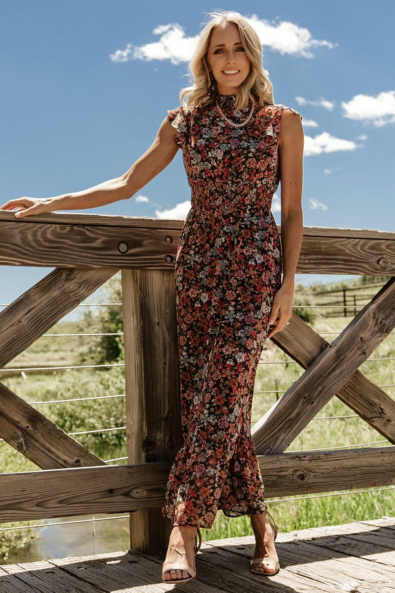 Baltic Born Kearny Floral Maxi Dress with Ruffle Sleeves