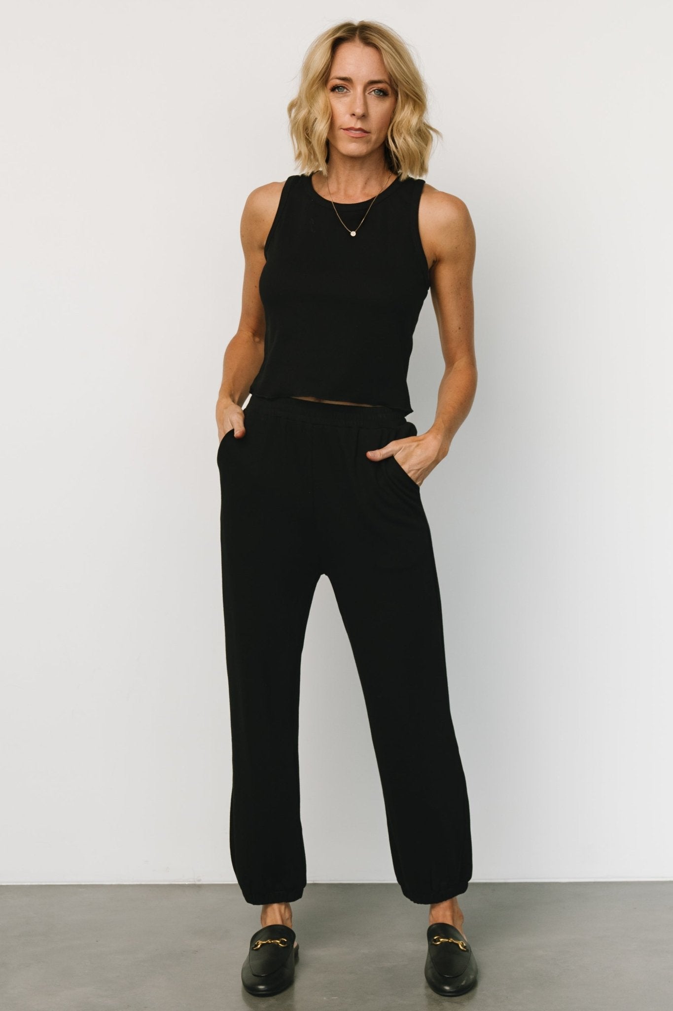 Black Knit Tank and Jogger Set - Baltic Born Comfort Outfit