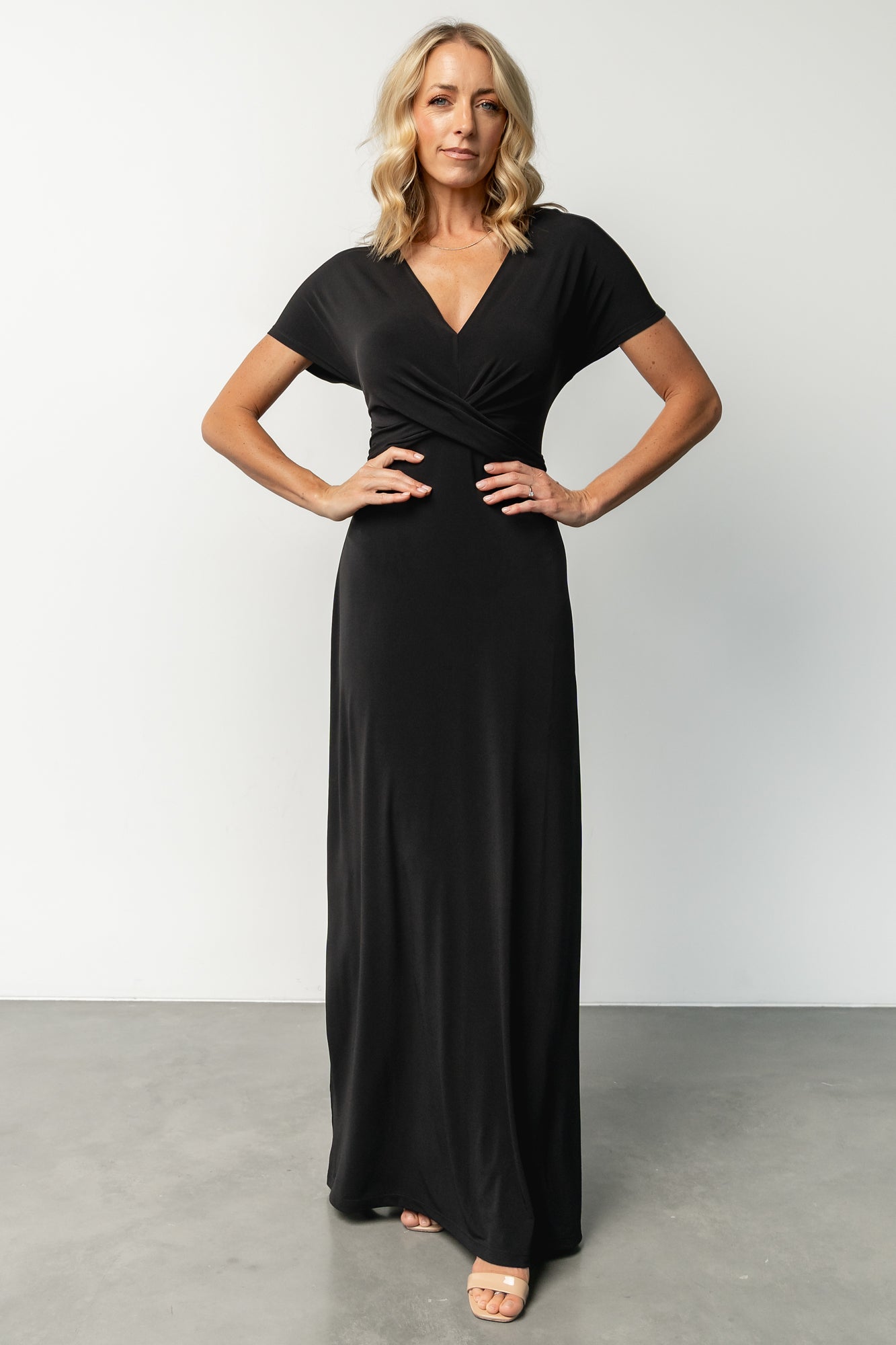 Baltic Born Cross Front Maxi Dress - Black V-Neck Knit