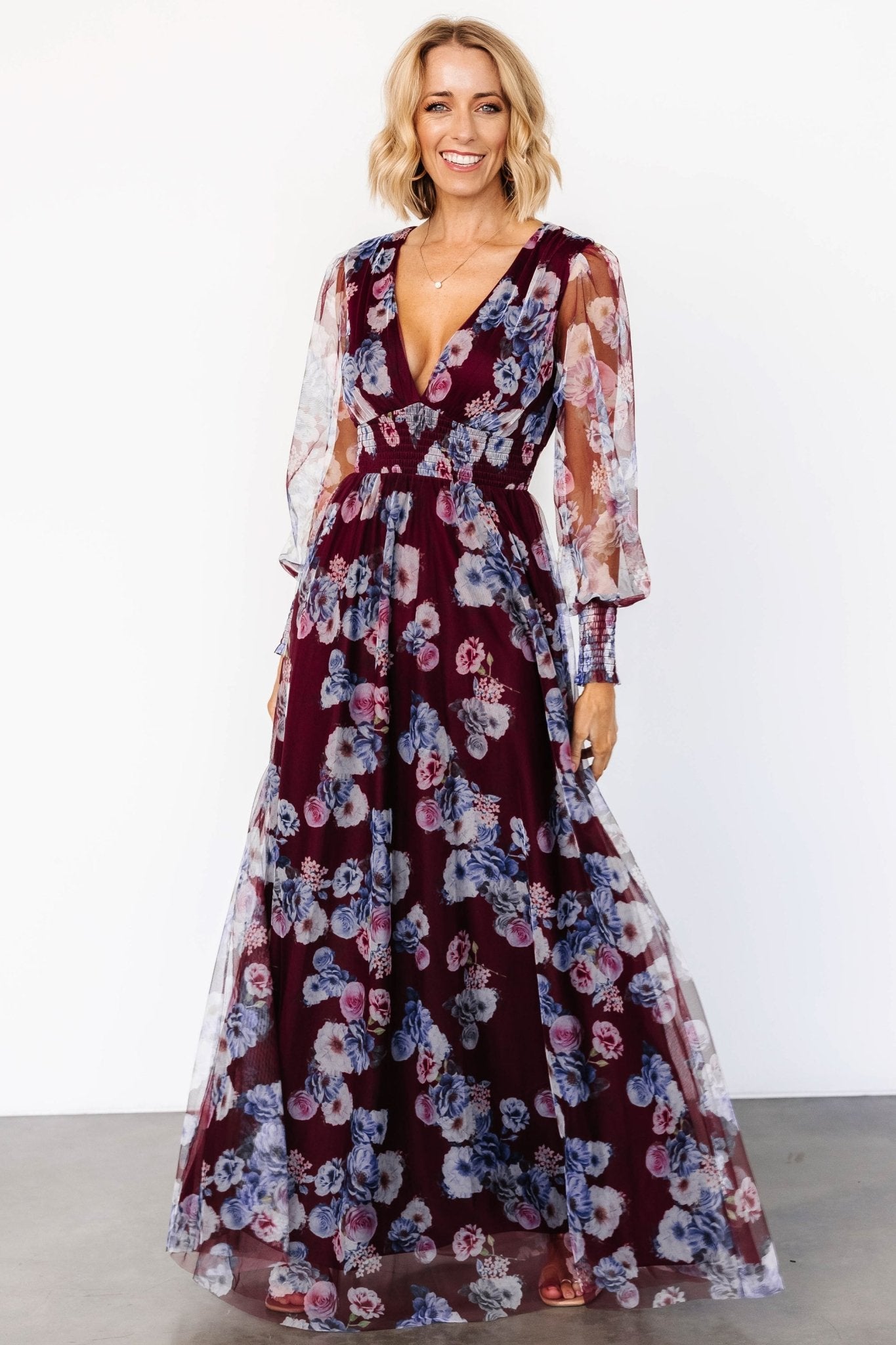 Baltic Born Layla Mulberry Floral Tulle Maxi Dress