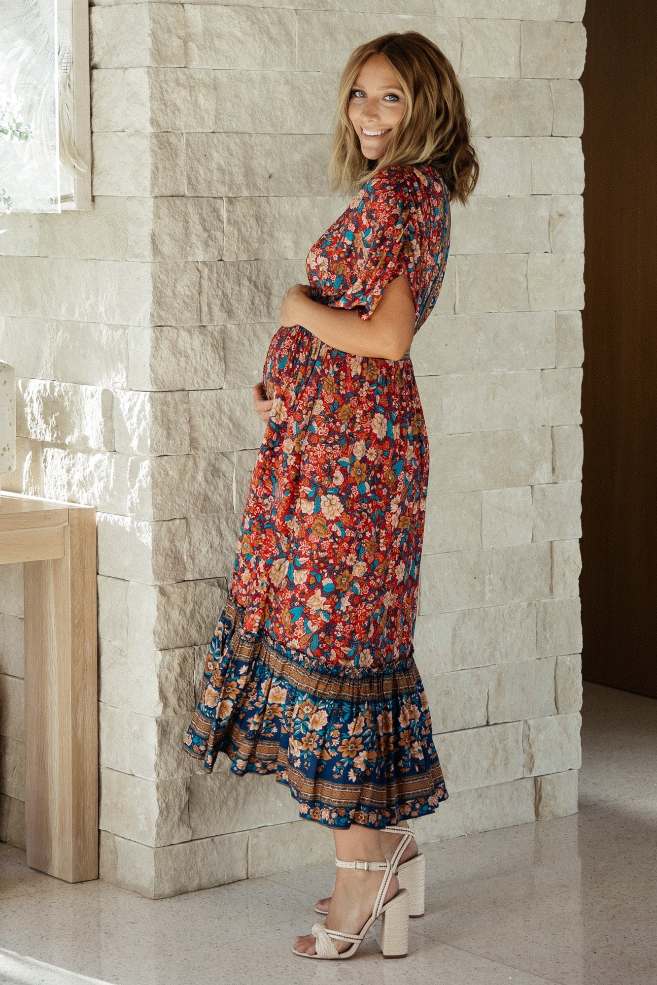 Baltic Born Leeanne Boho Floral Midi Dress with Pockets