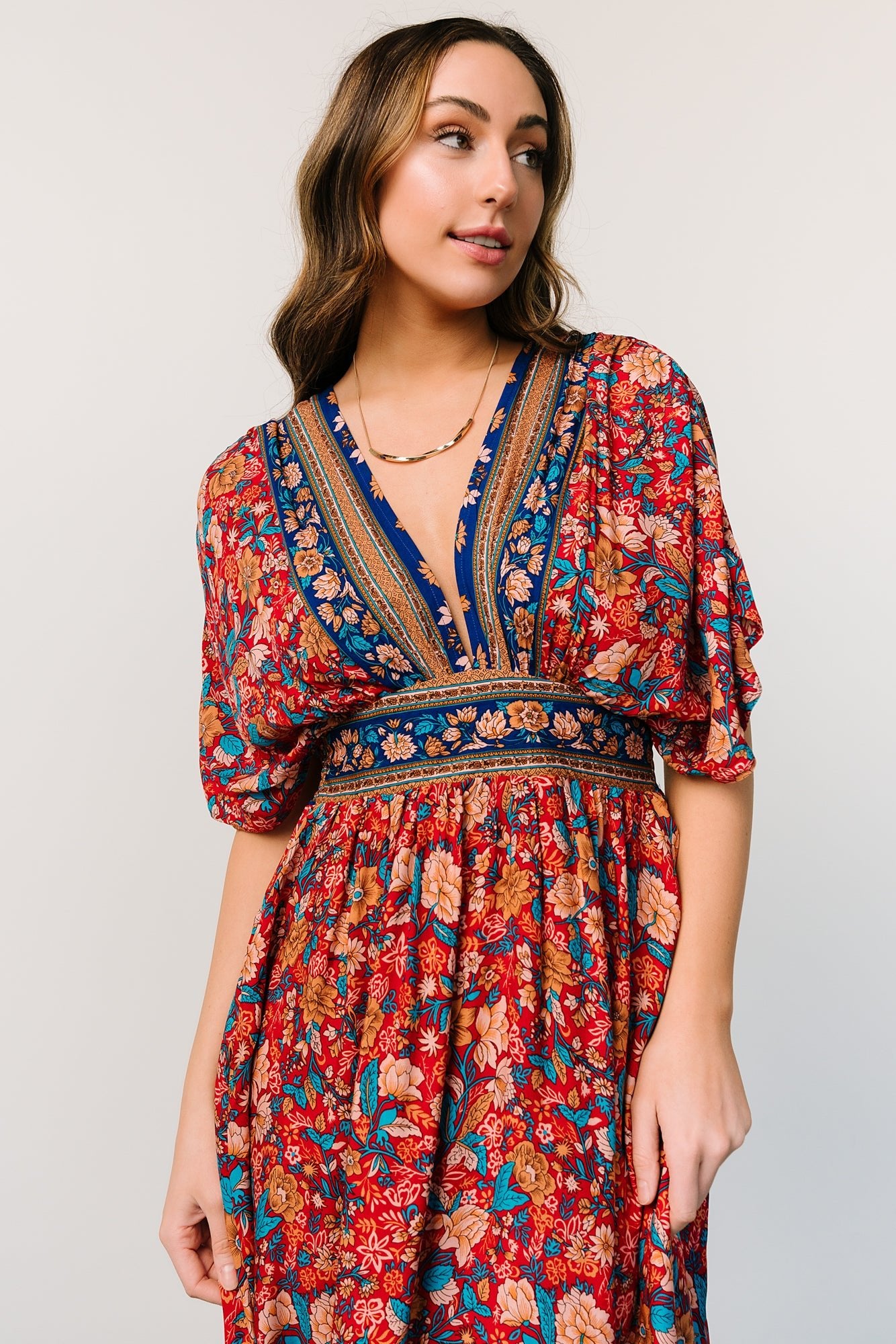 Baltic Born Leeanne Boho Floral Midi Dress with Pockets