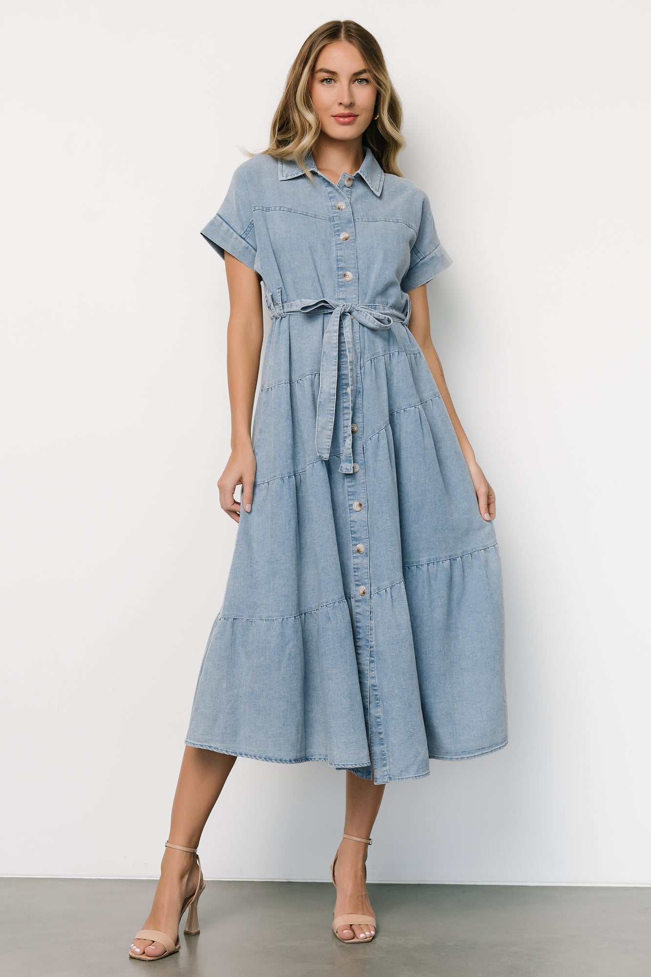 Denim Button Up Dress for Women - Nursing Friendly Cotton Blend