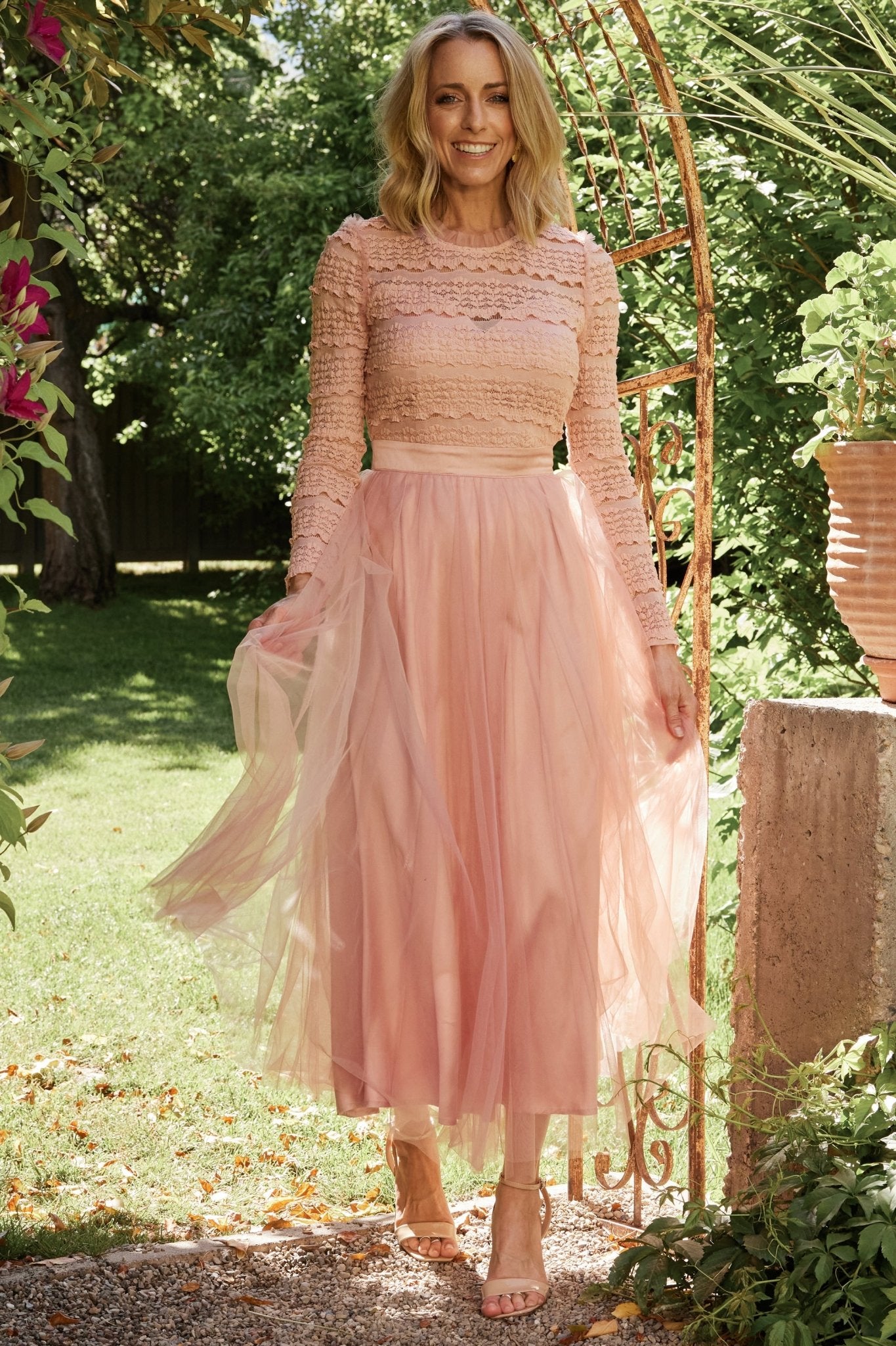 Blush Tulle Midi Dress with Lace Bodice | Baltic Born