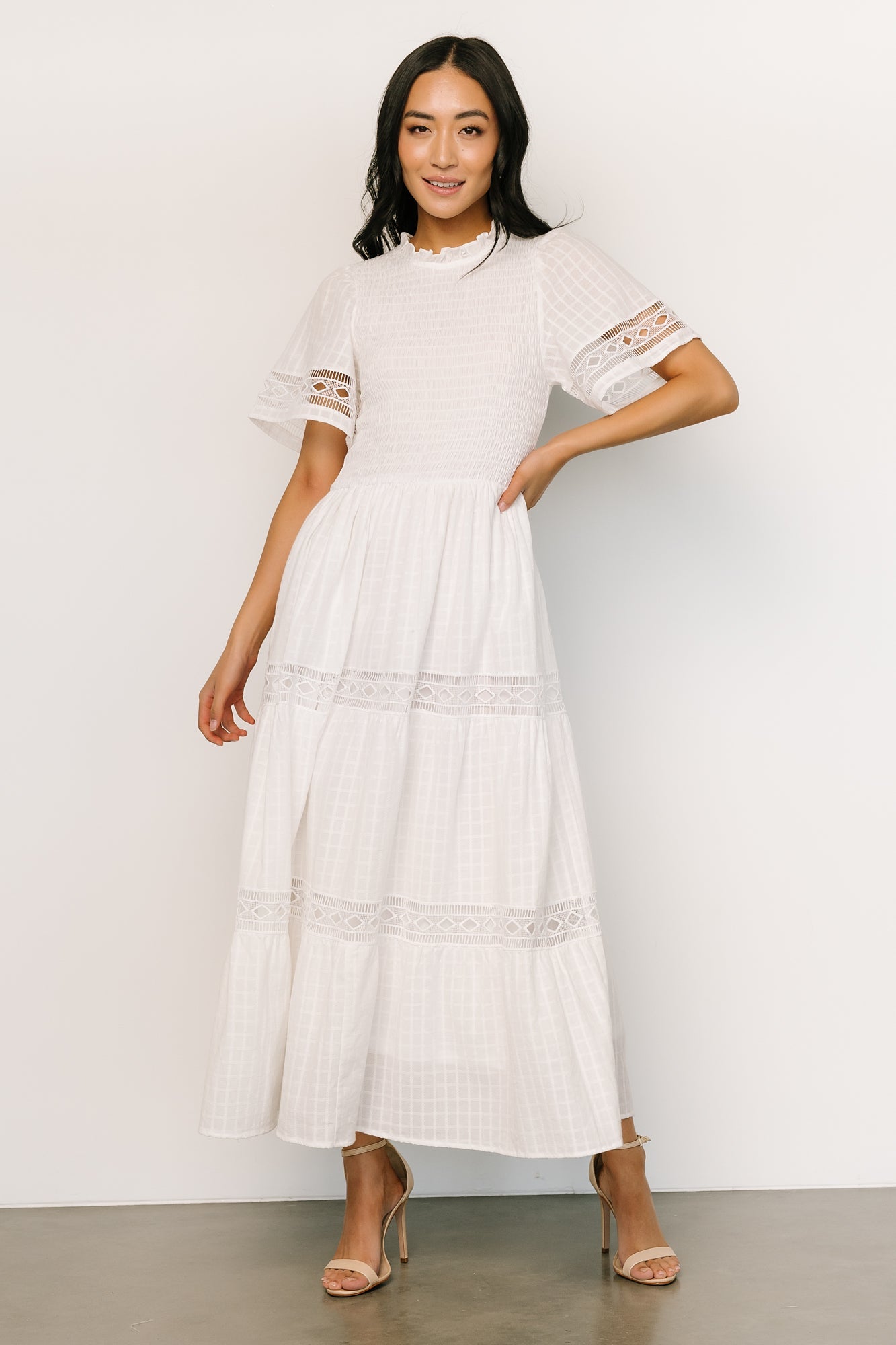 Baltic Born Off White Lace Maxi Dress with Pockets