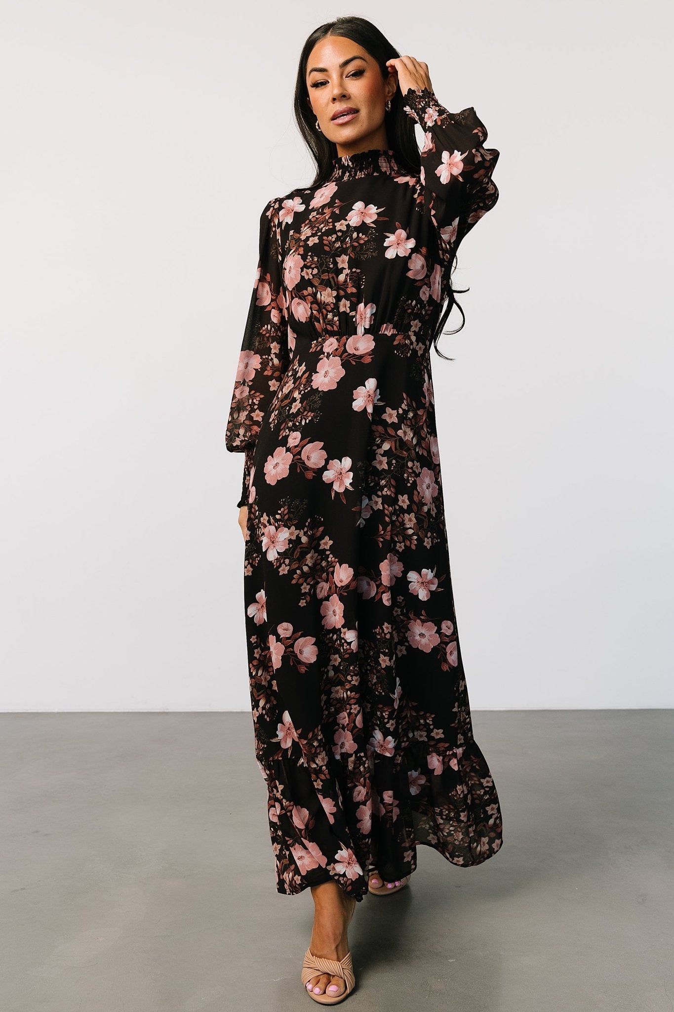 Luciana Floral Maxi Dress with Long Sleeves for Weddings