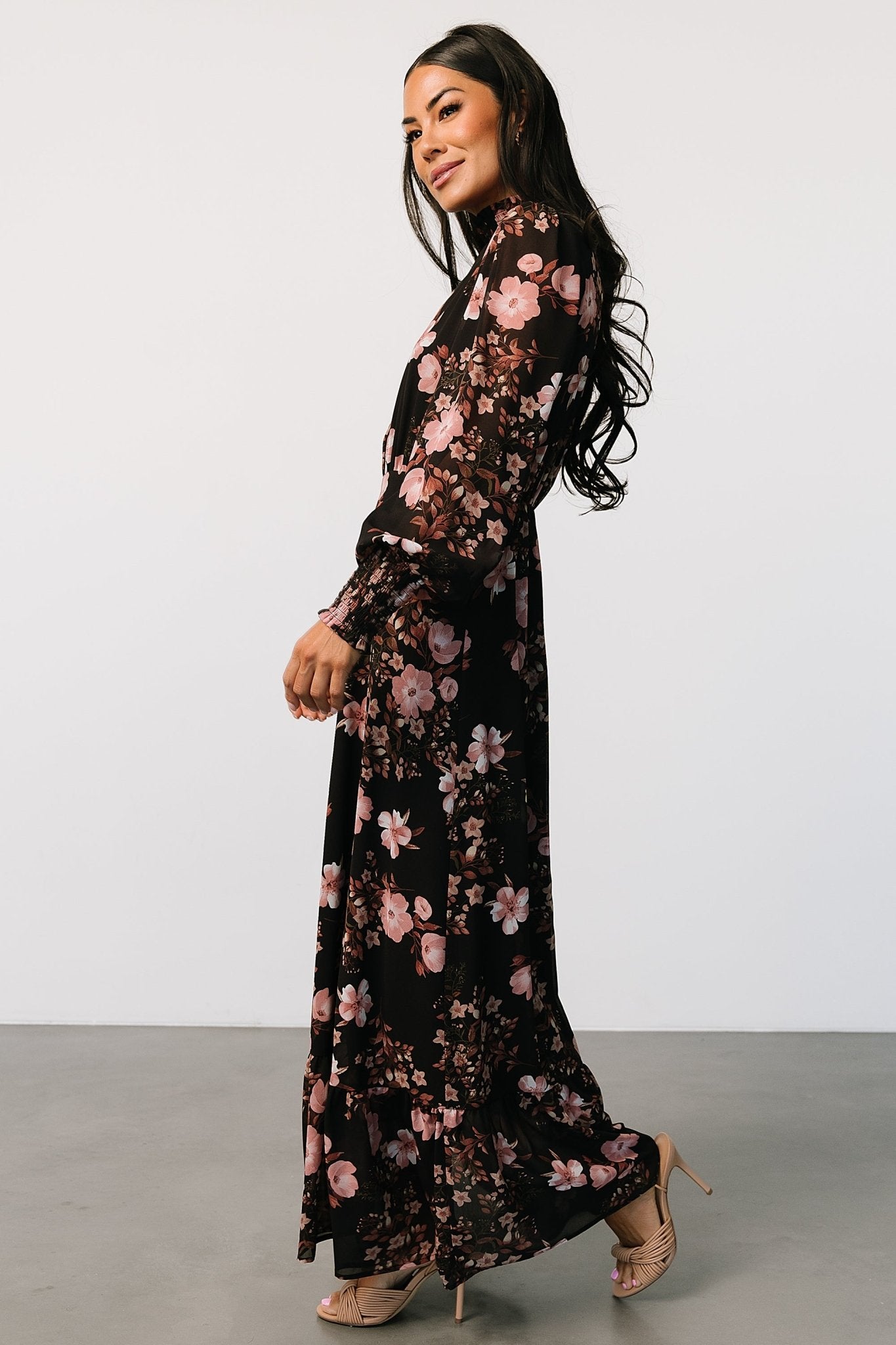 Luciana Floral Maxi Dress with Long Sleeves for Weddings
