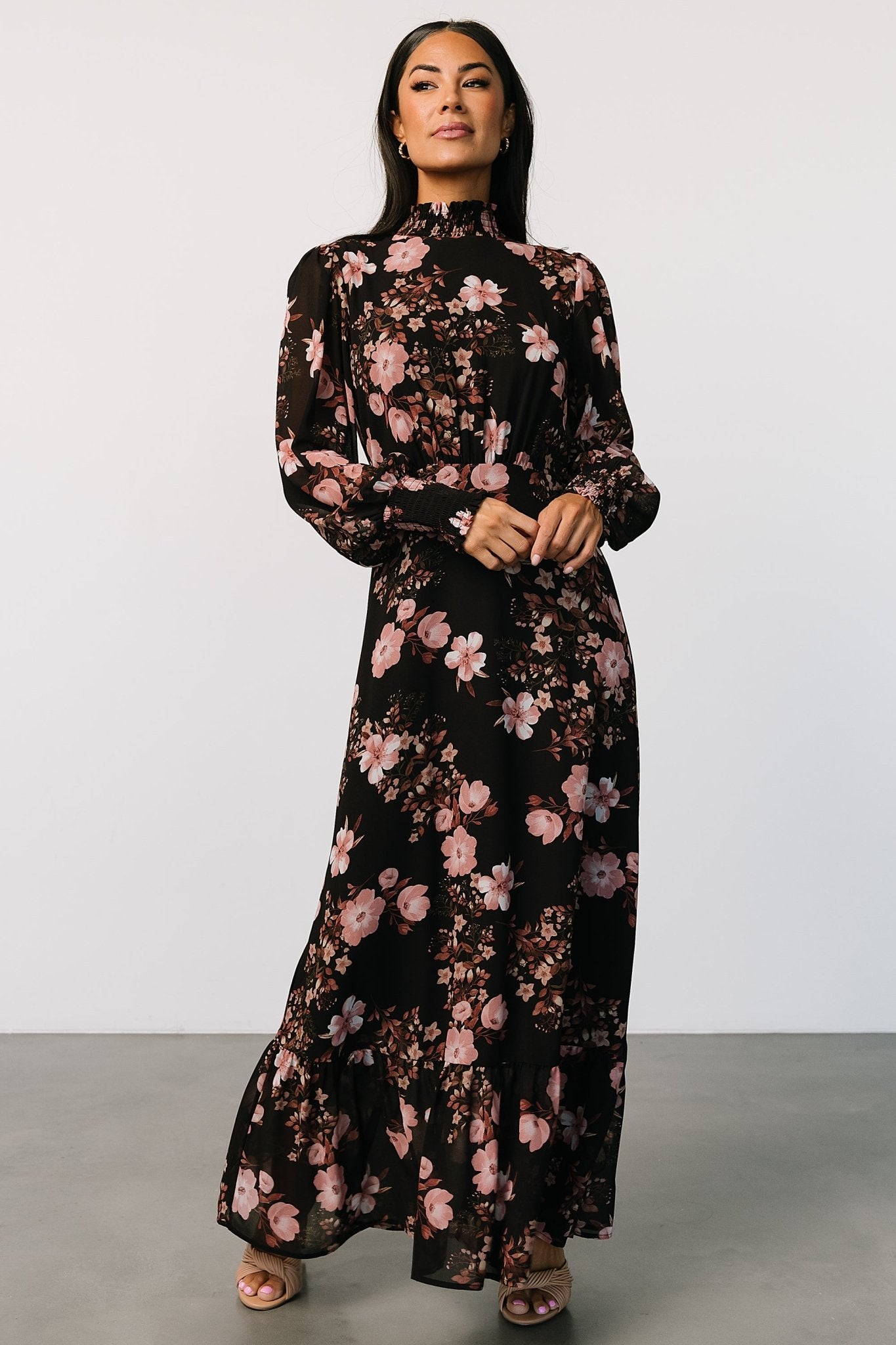 Luciana Floral Maxi Dress with Long Sleeves for Weddings