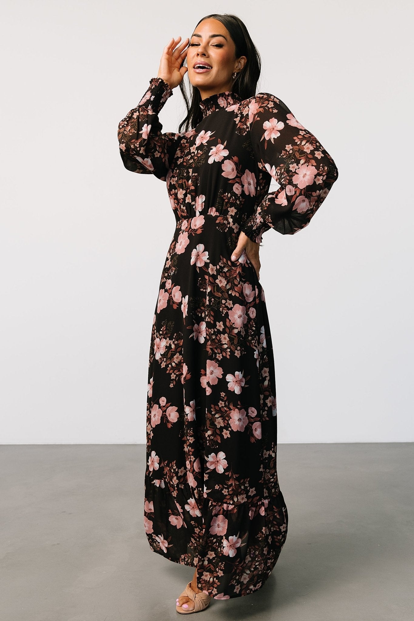 Luciana Floral Maxi Dress with Long Sleeves for Weddings